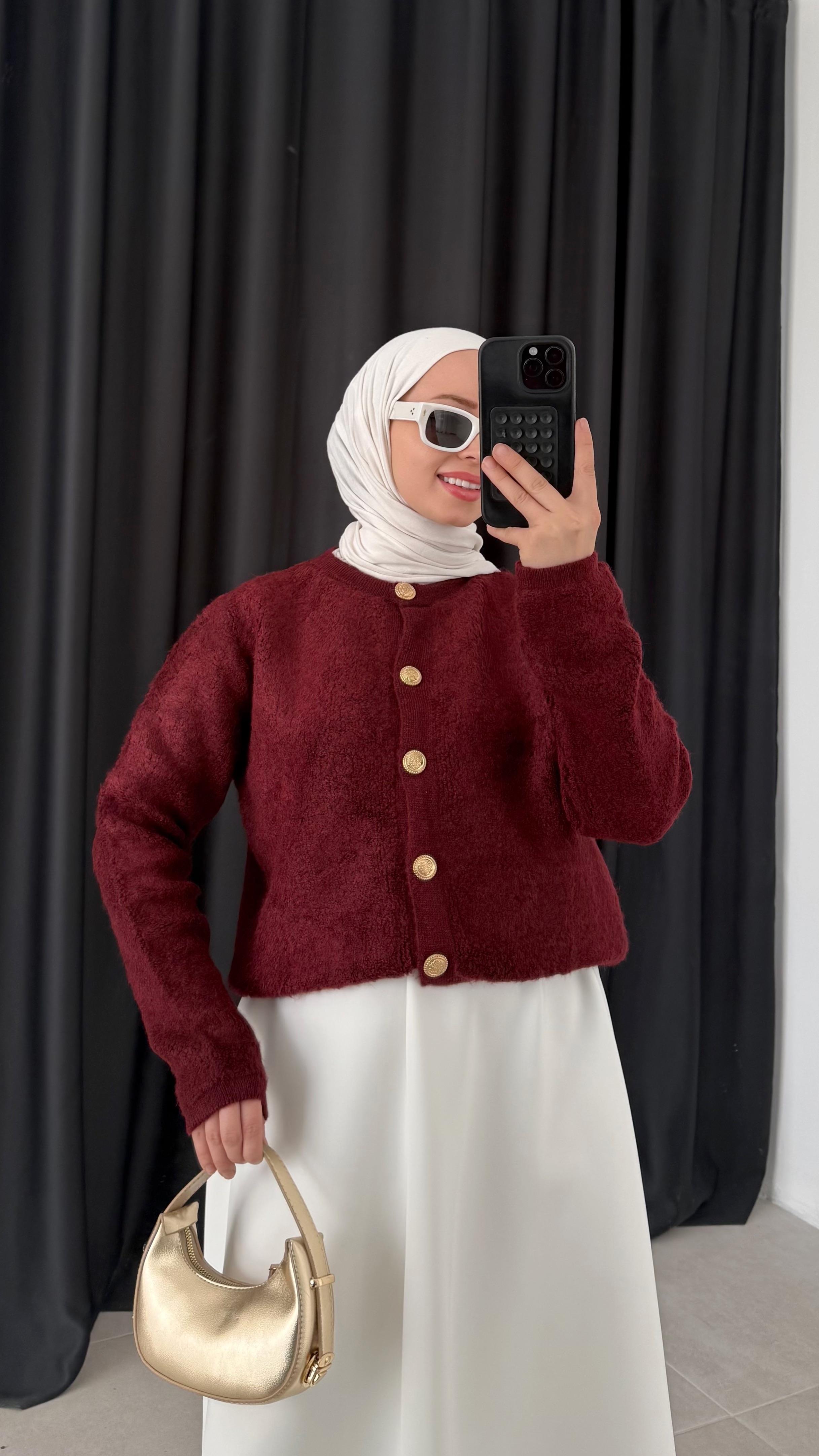 Mary Peluş Bordo Hırka