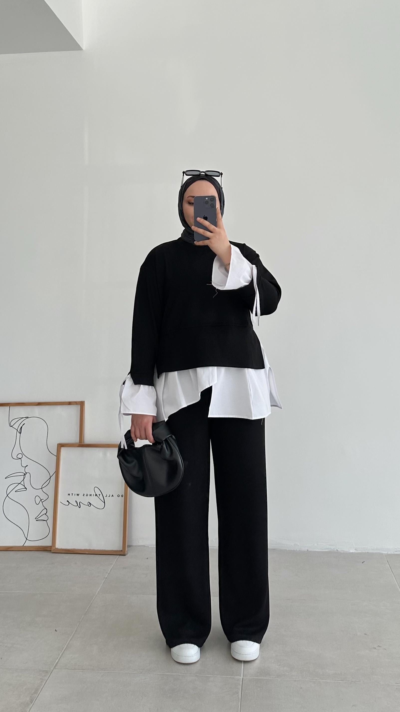 Mehista Gömlek Detaylı Siyah Takım