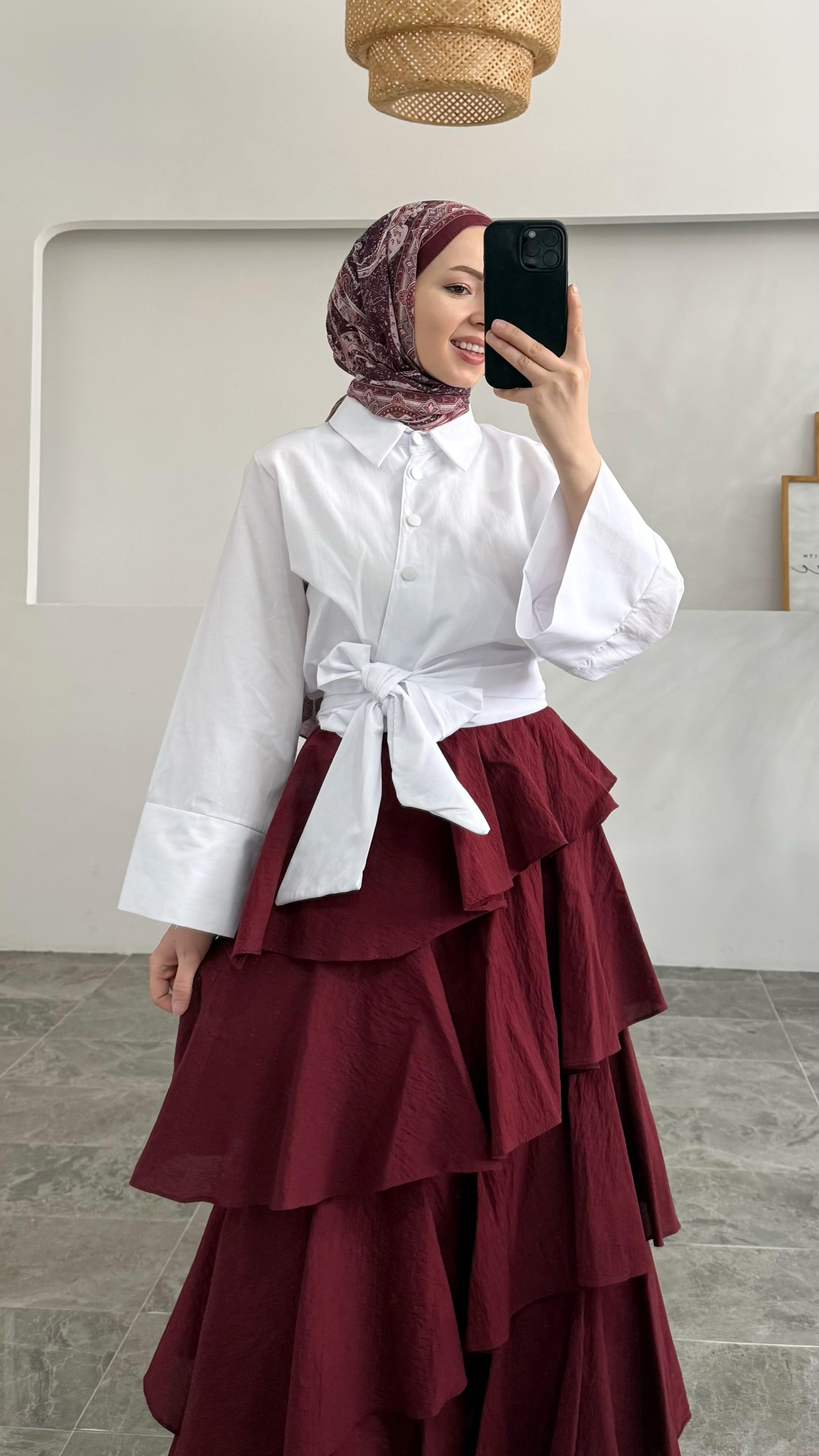 Melinda Bağlamalı Pinterest Model Beyaz Gömlek