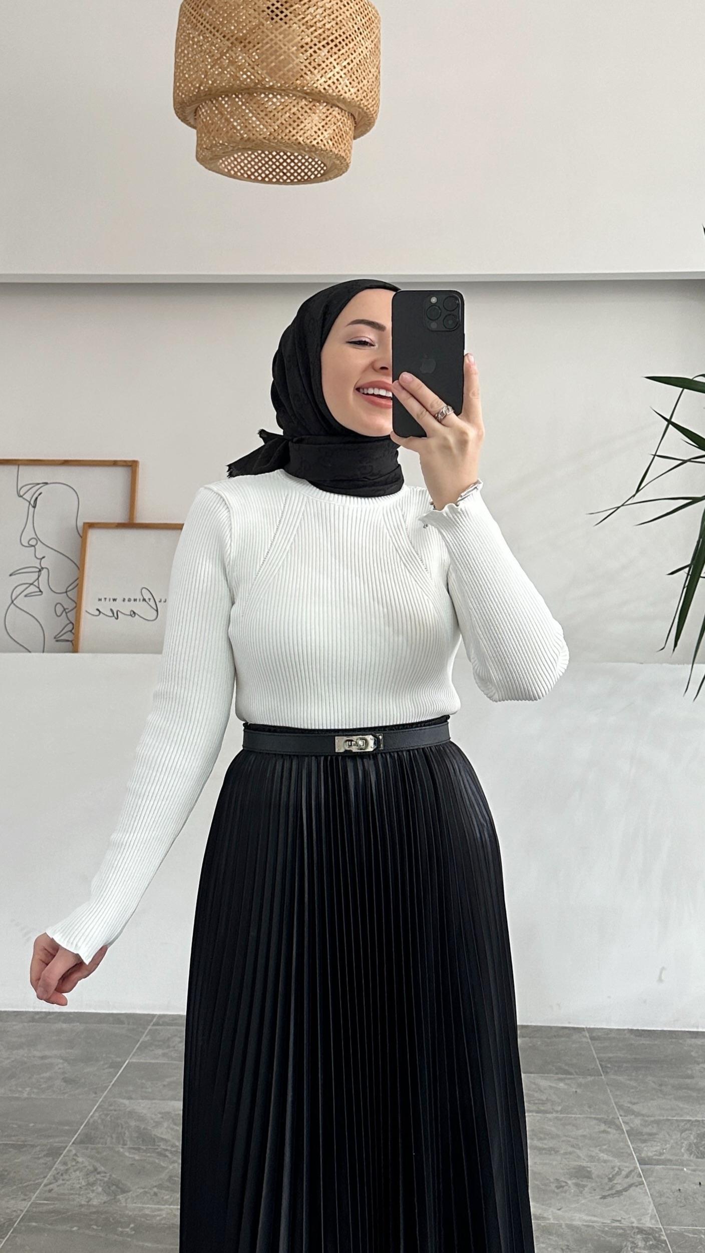 Merserize Tüylenmez Premıum Fitilli Beyaz Bluz