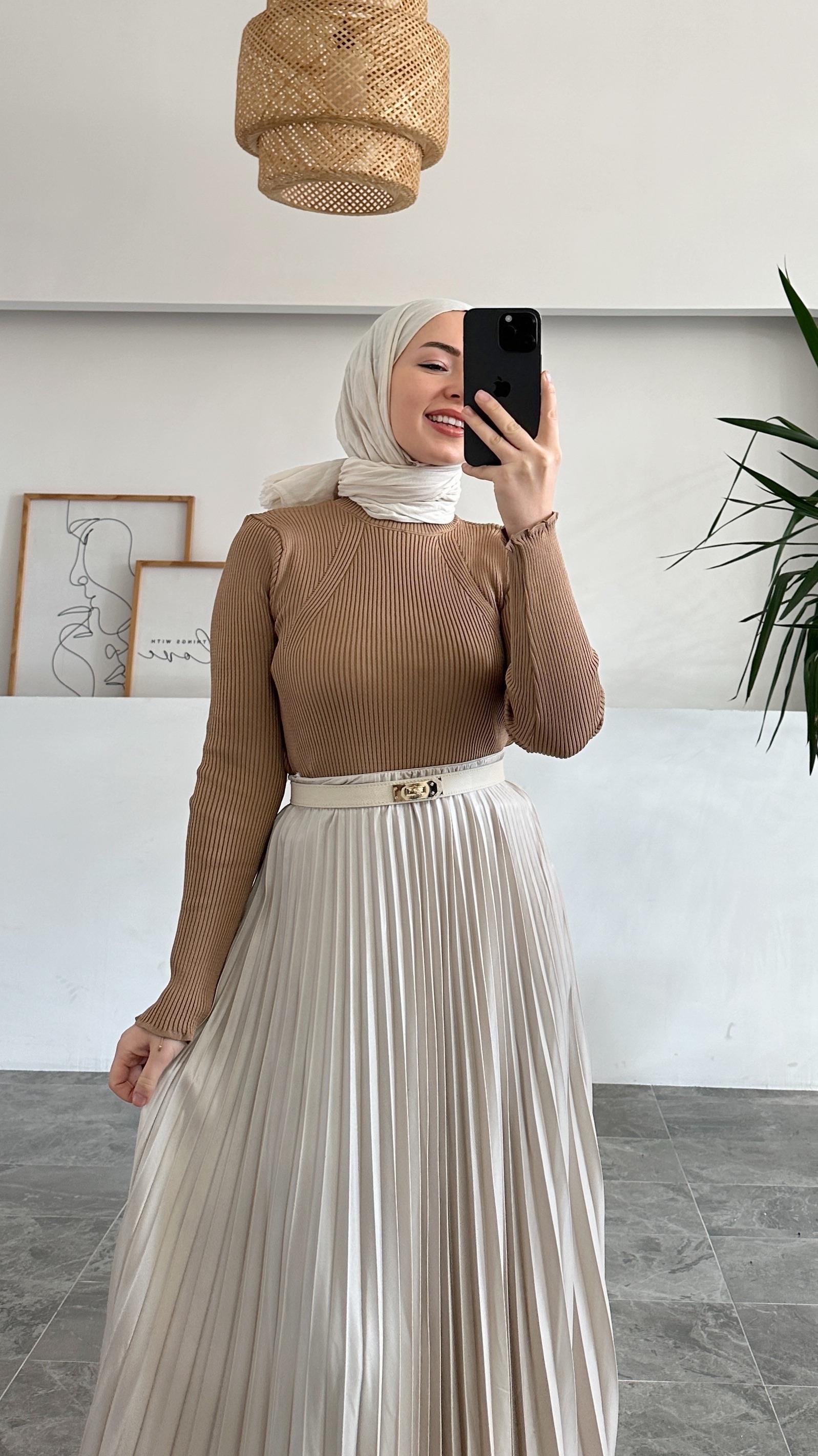 Merserize Tüylenmez Premıum Fitilli Sütlü Kahve Bluz