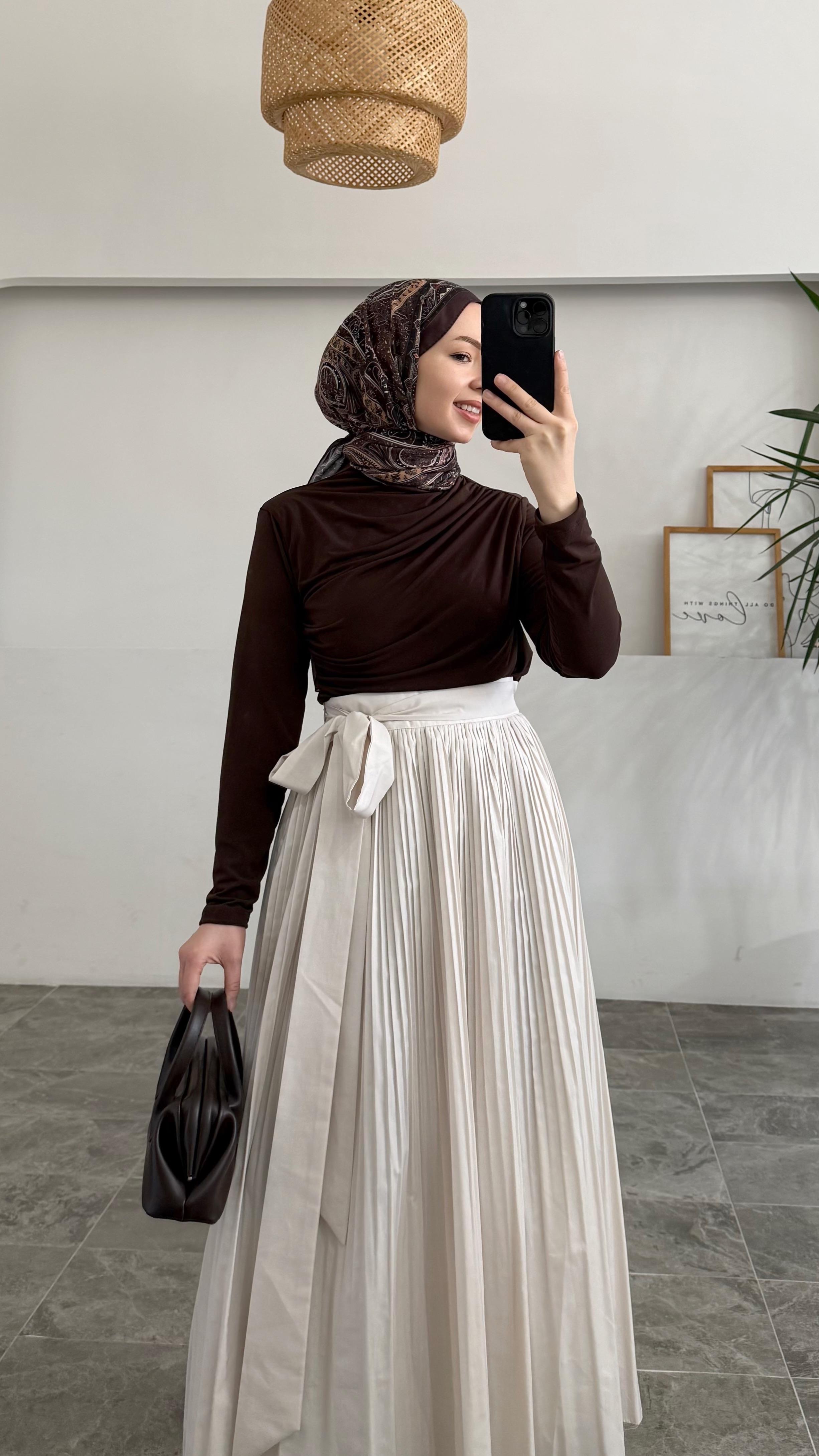 Neyer Kırık Piliseli Poplin Taş Etek 