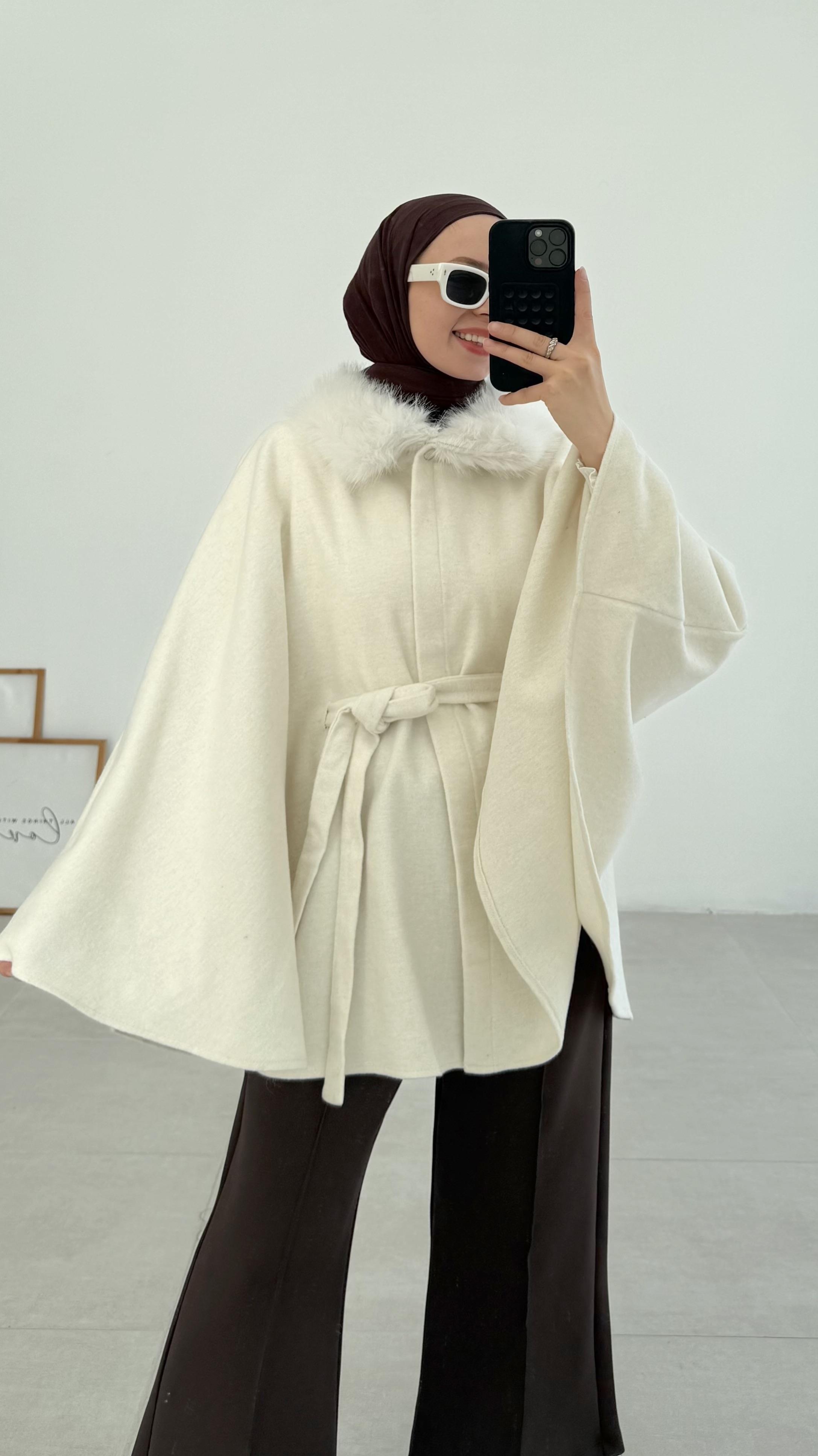 Nixi Premıum Kürk Yaka Taş Panço 