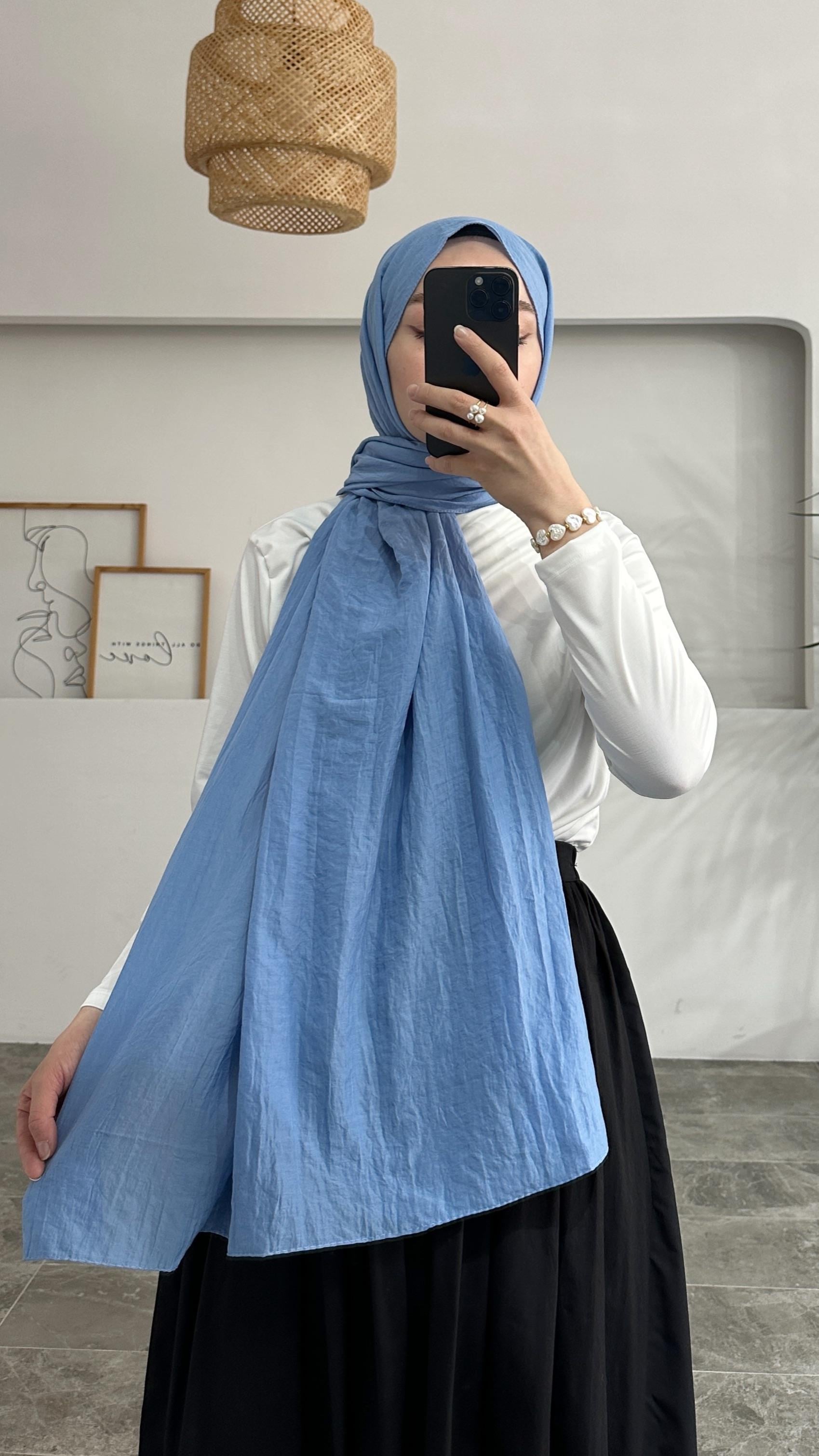 Nomi Pamuklu Buz Mavisi Şal