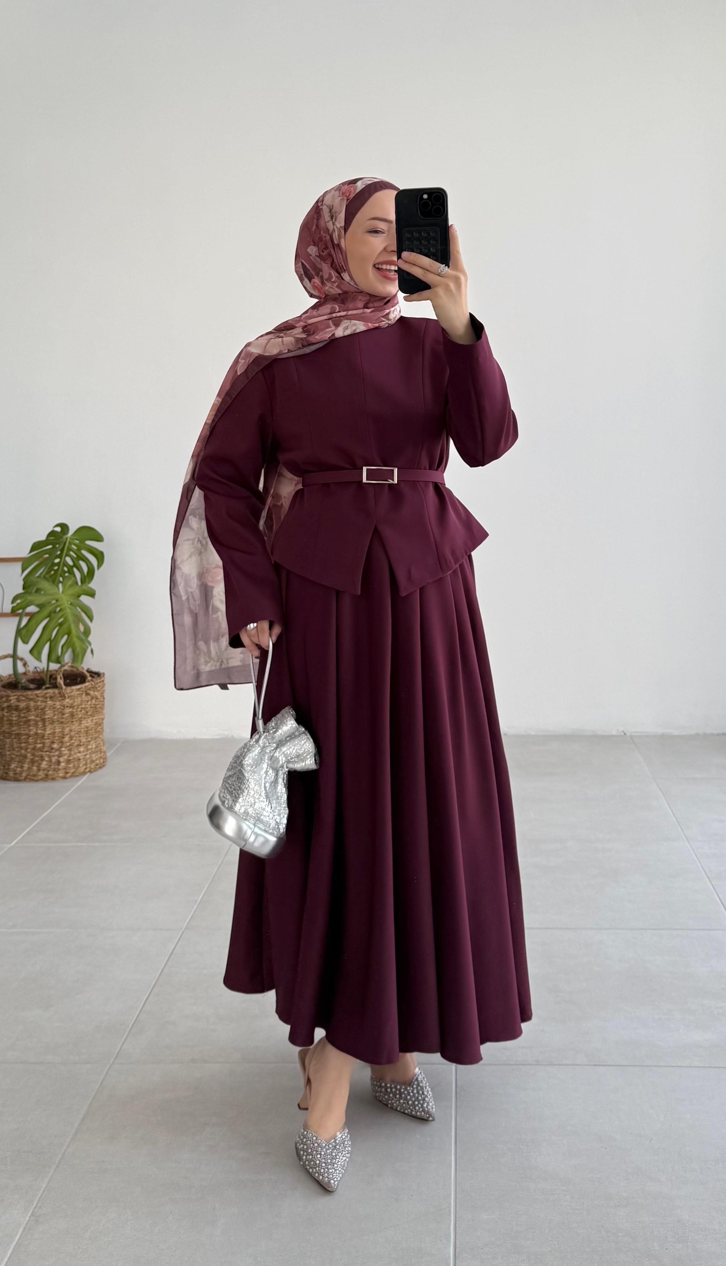 Panel Premıum Yırtmaç Detaylı Bordo Takım