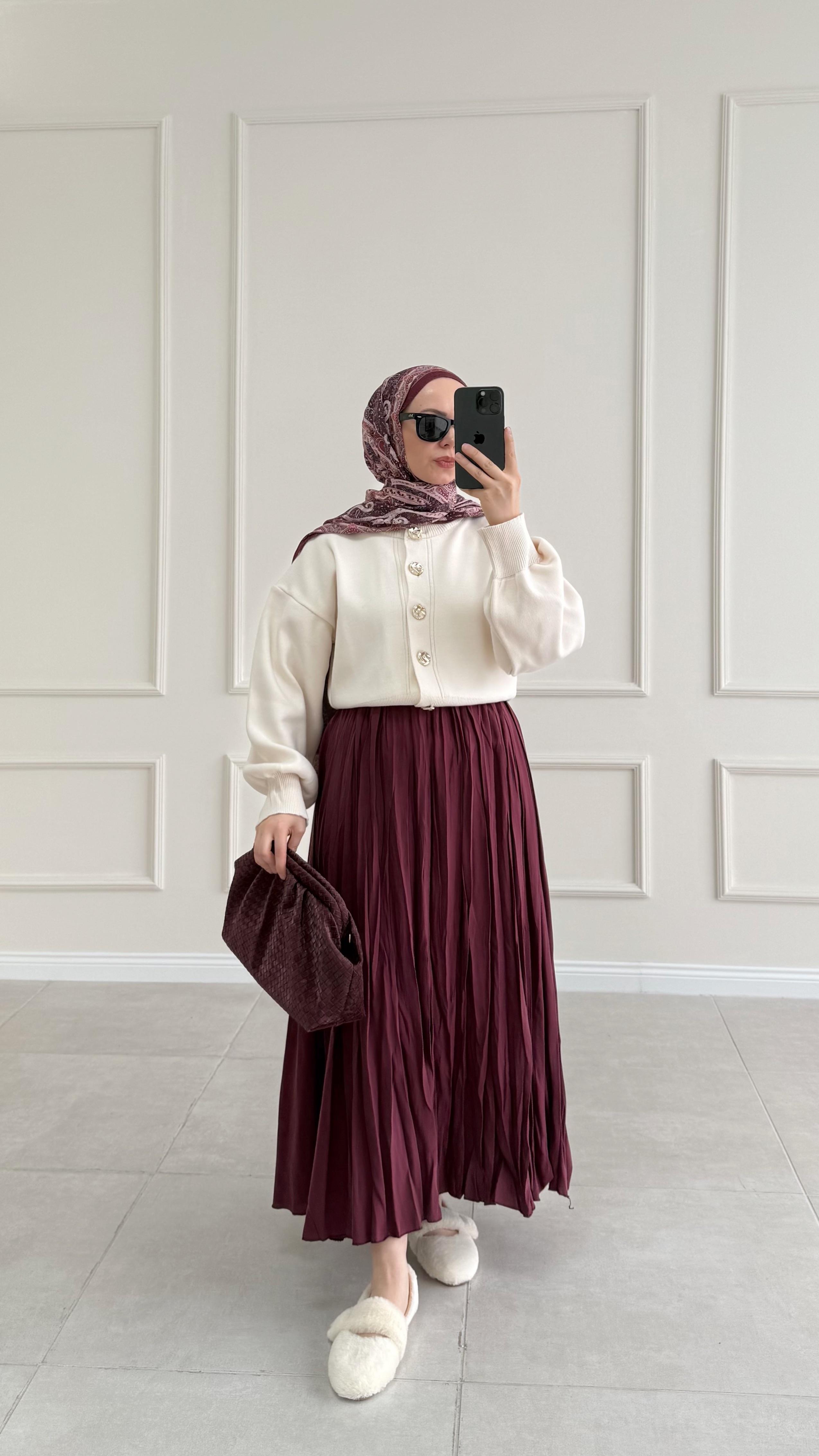 Persay Bordo Kraş Tensel Etek