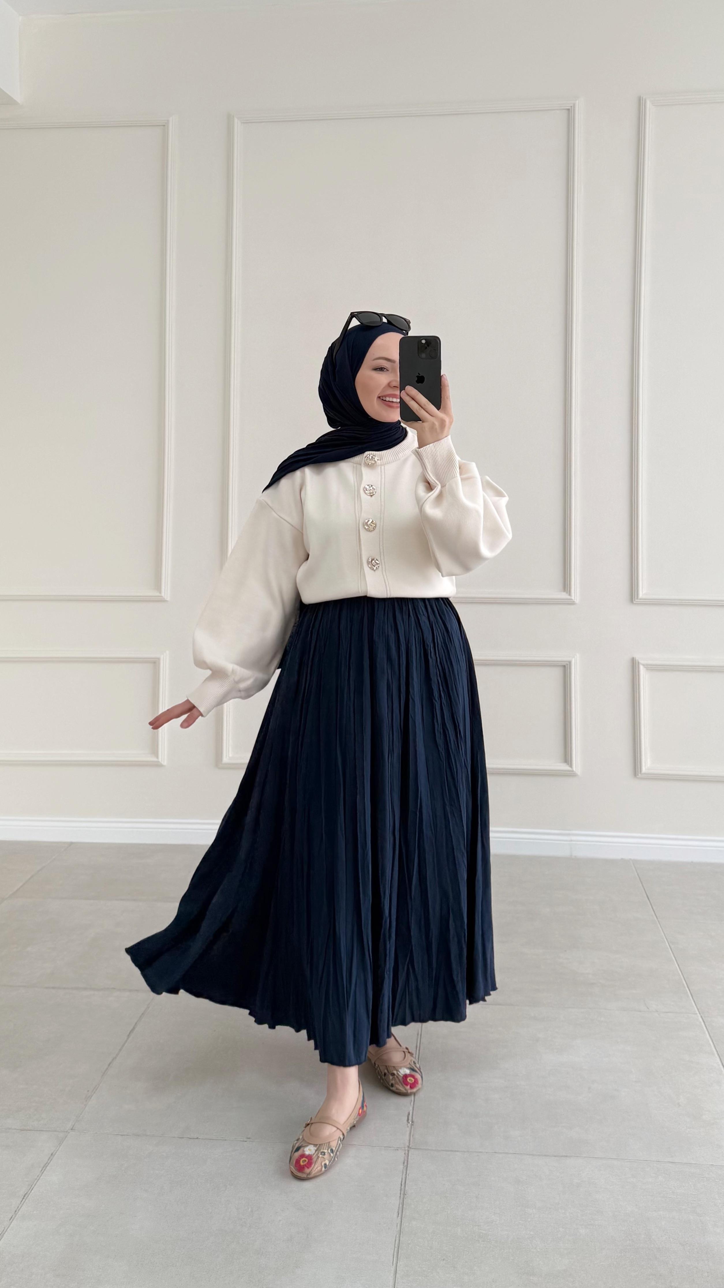 Persay Lacivert Kraş Tensel Etek