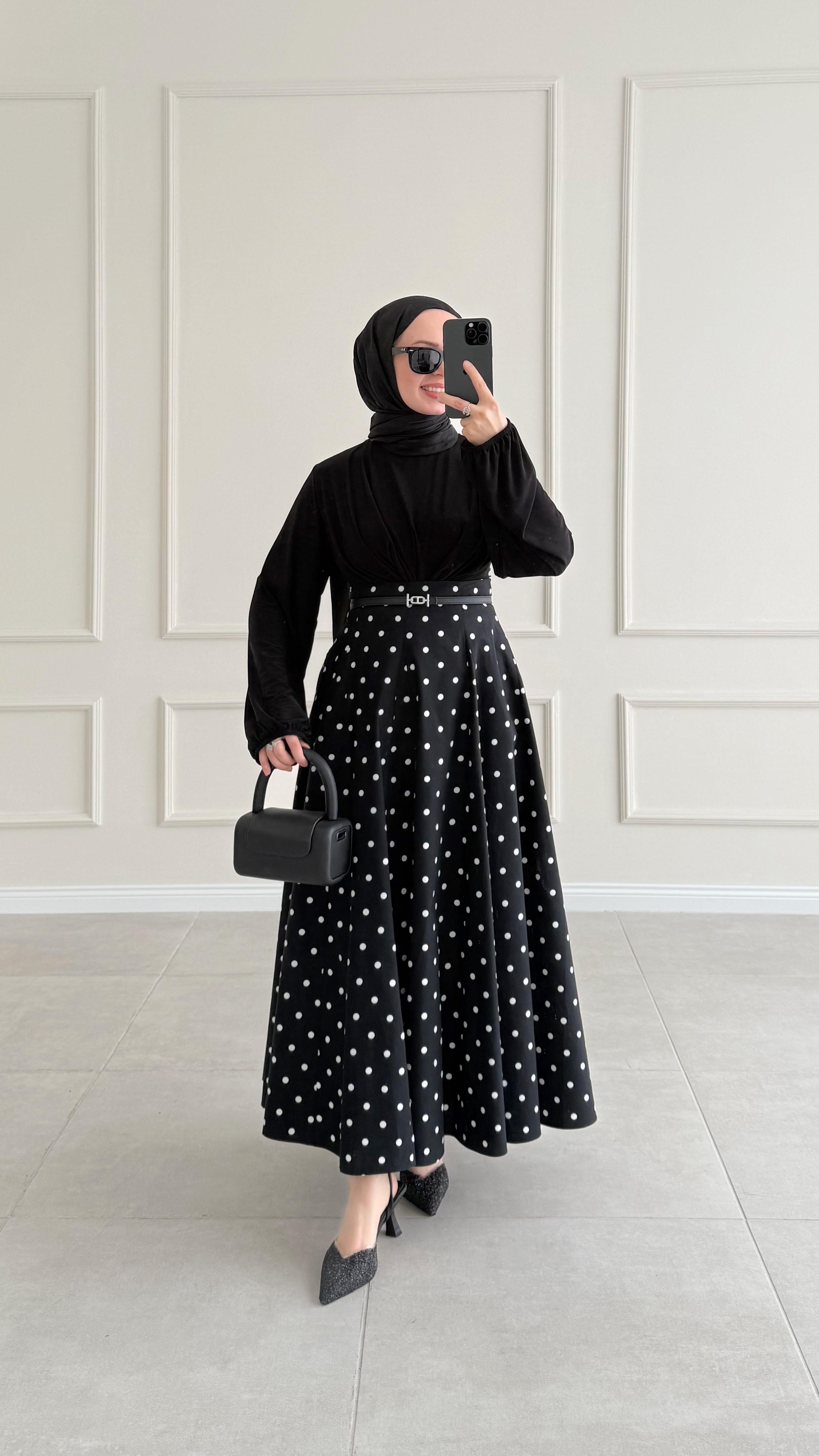 Pier Premıum Puantiyeli Siyah Etek