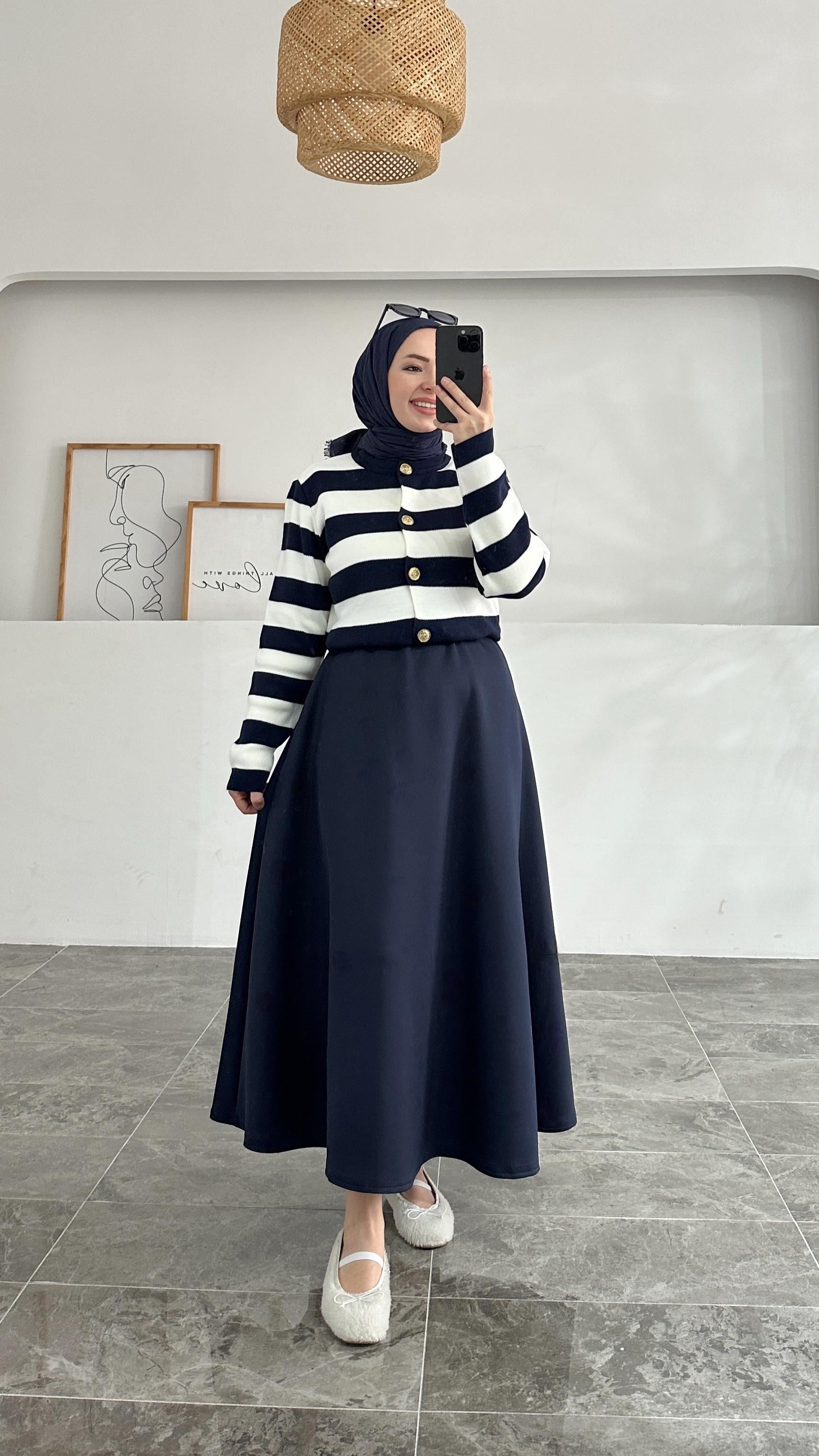 Premium Ferry Puff Scuba Lacivert Etek