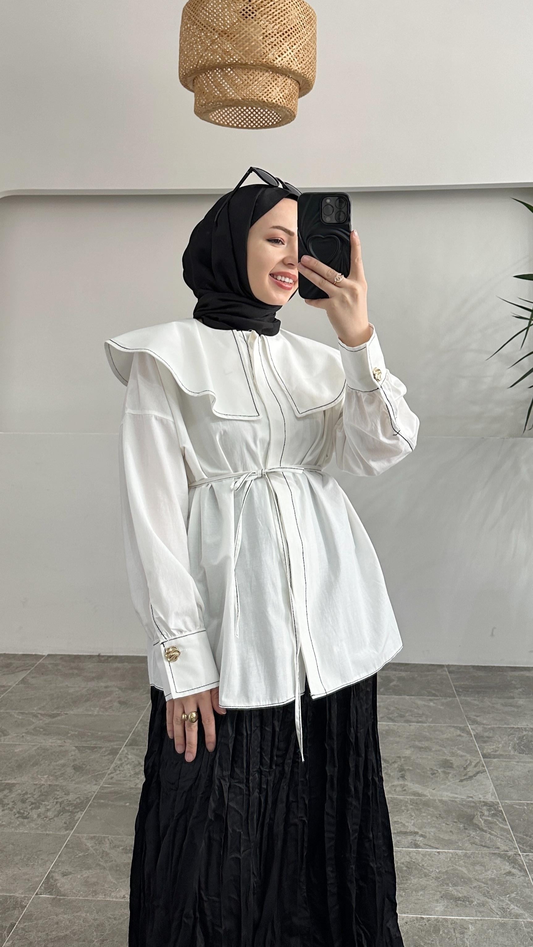 Premium Gemici Yaka Beyaz Gömlek