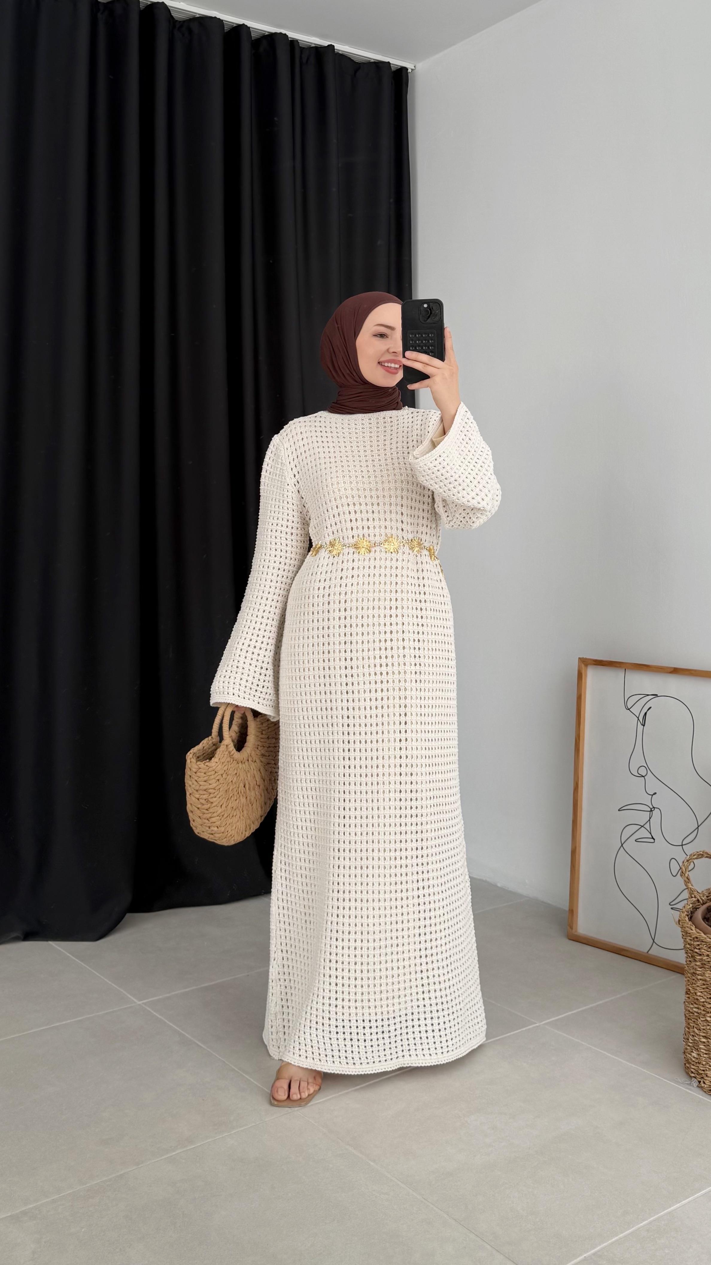 Rasel Hm Ajurlu Premıum Bej Elbise 