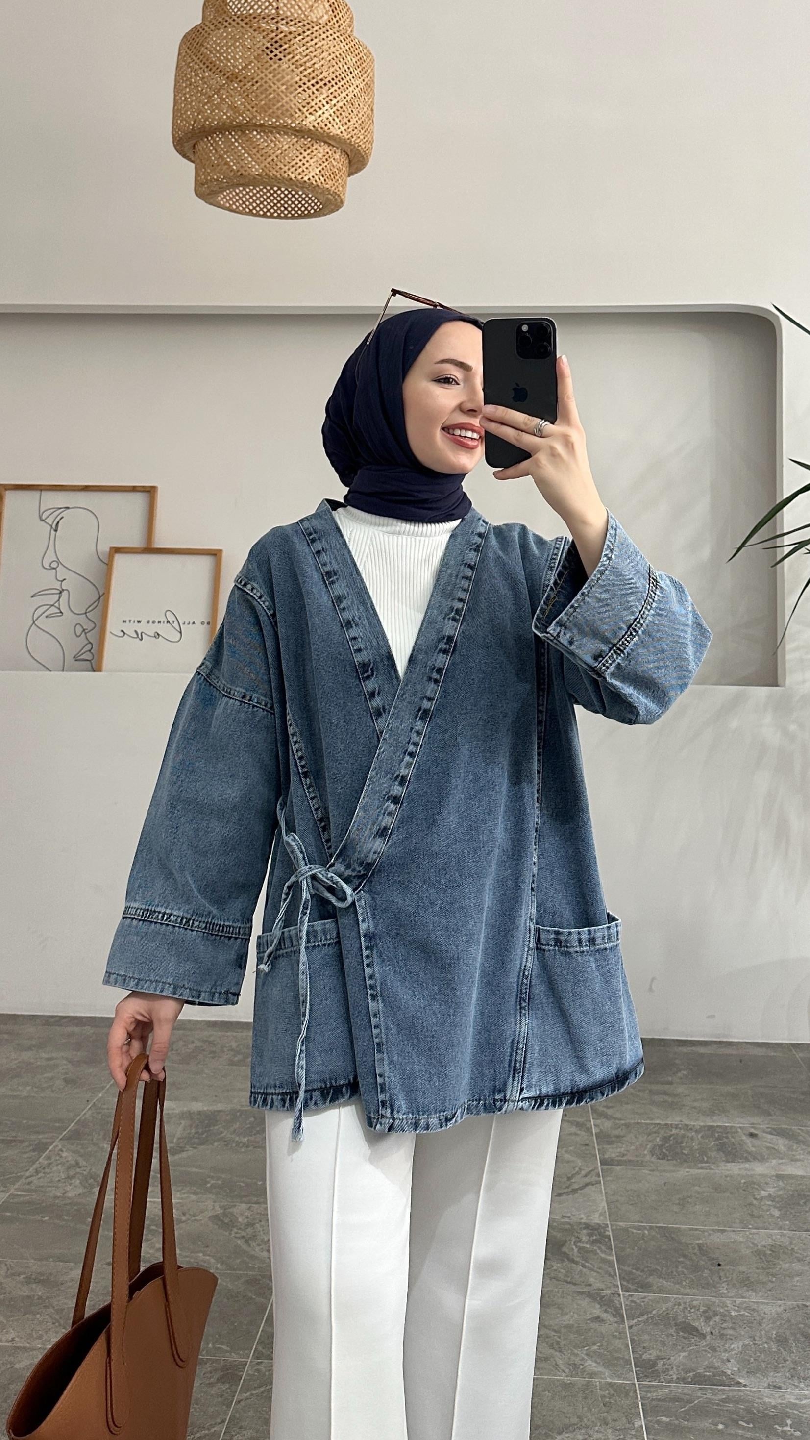 Saller Pinterest Model Açık Mavi Kot Ceket