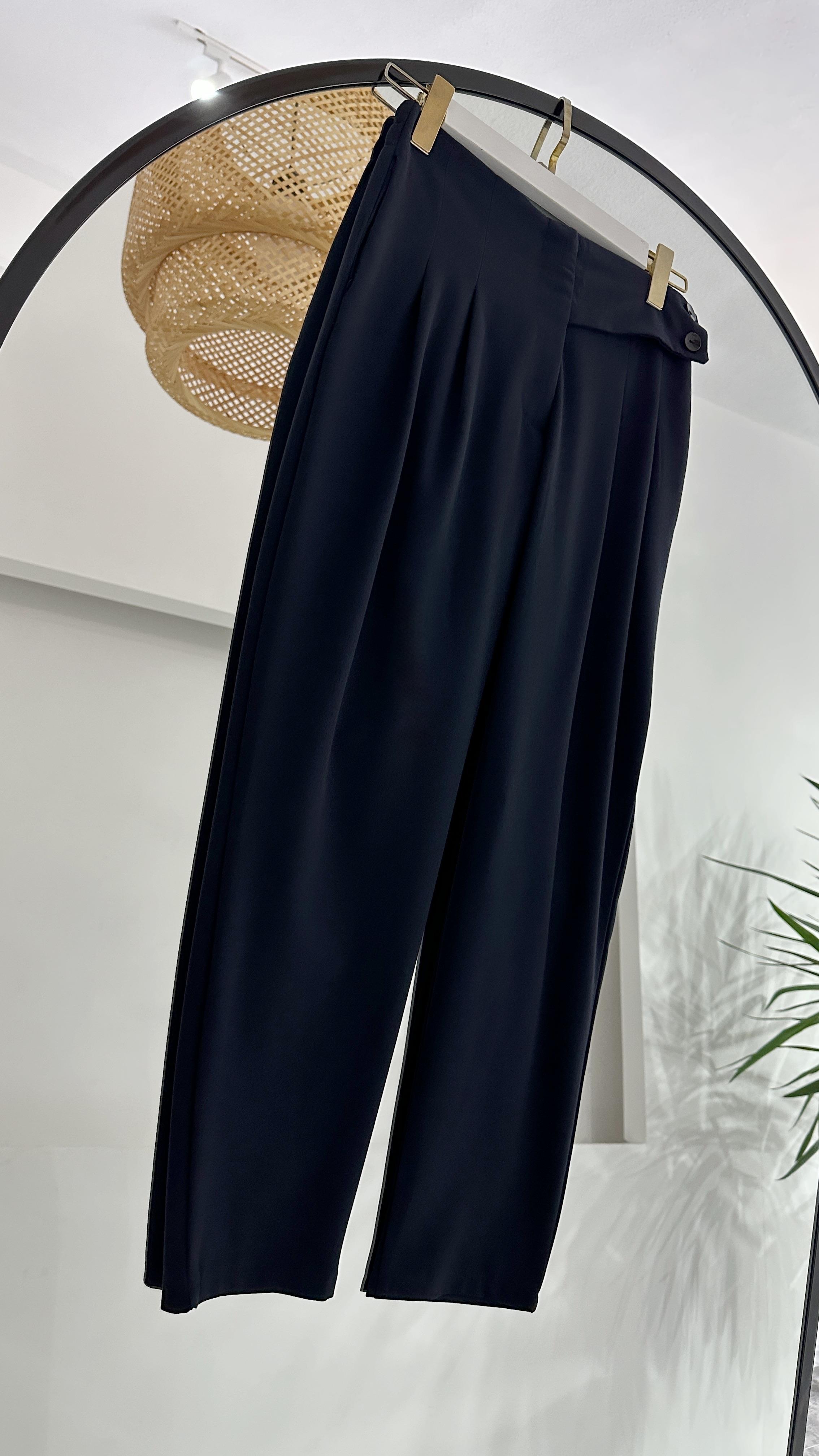 Sanda Lastikli Kumaş Lacivert Pantolon