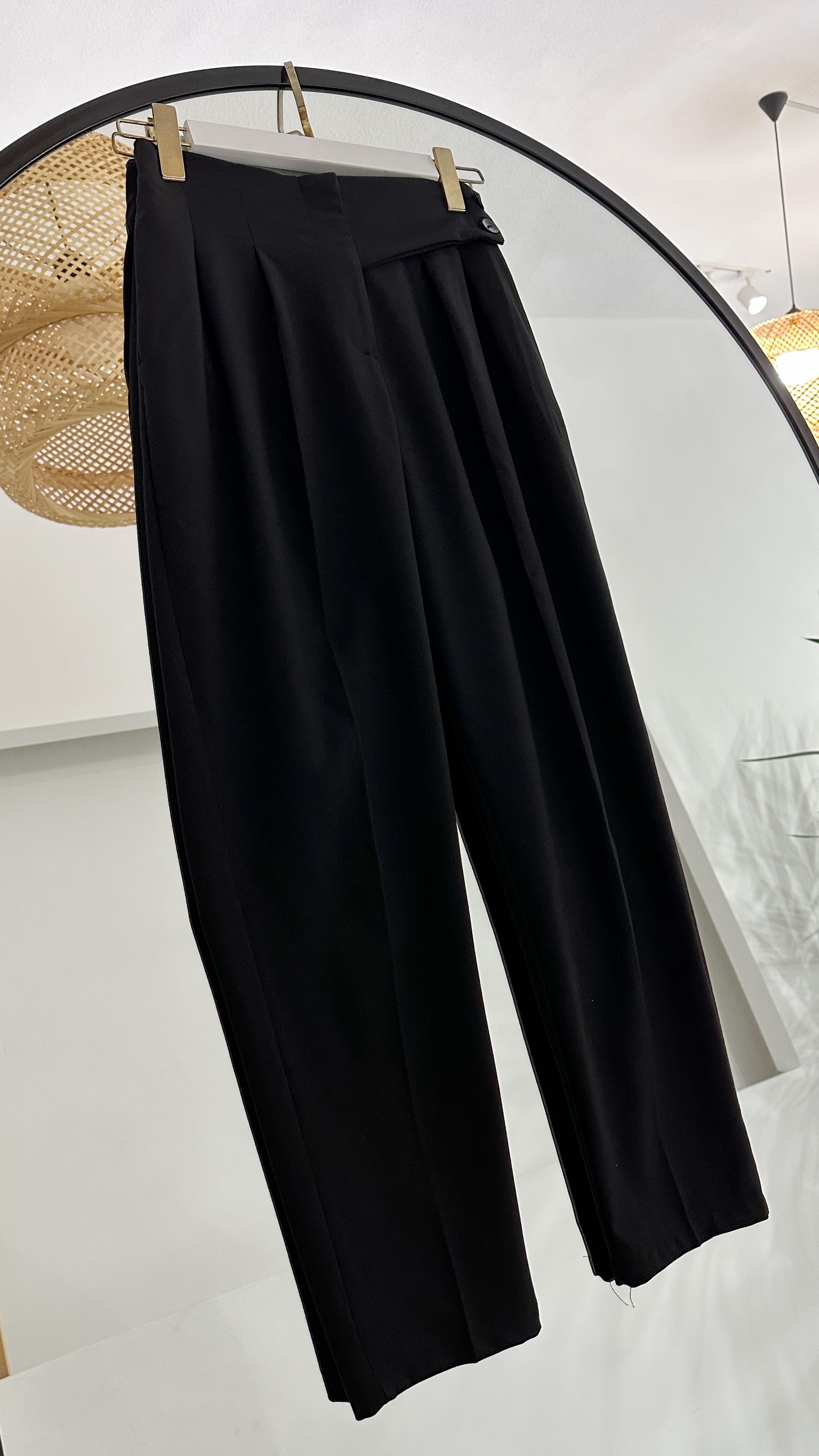 Sanda Lastikli Kumaş Siyah Pantolon