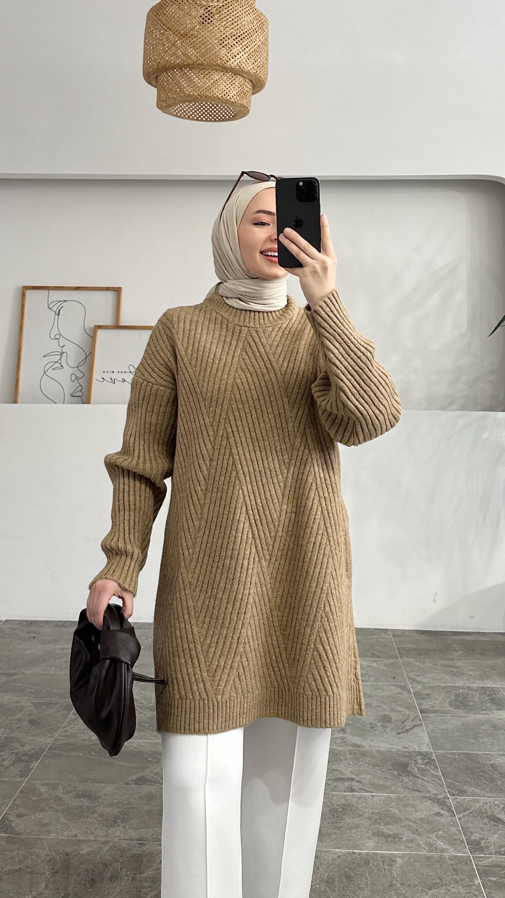 Sandey Zigzag Desen Bej Kazak