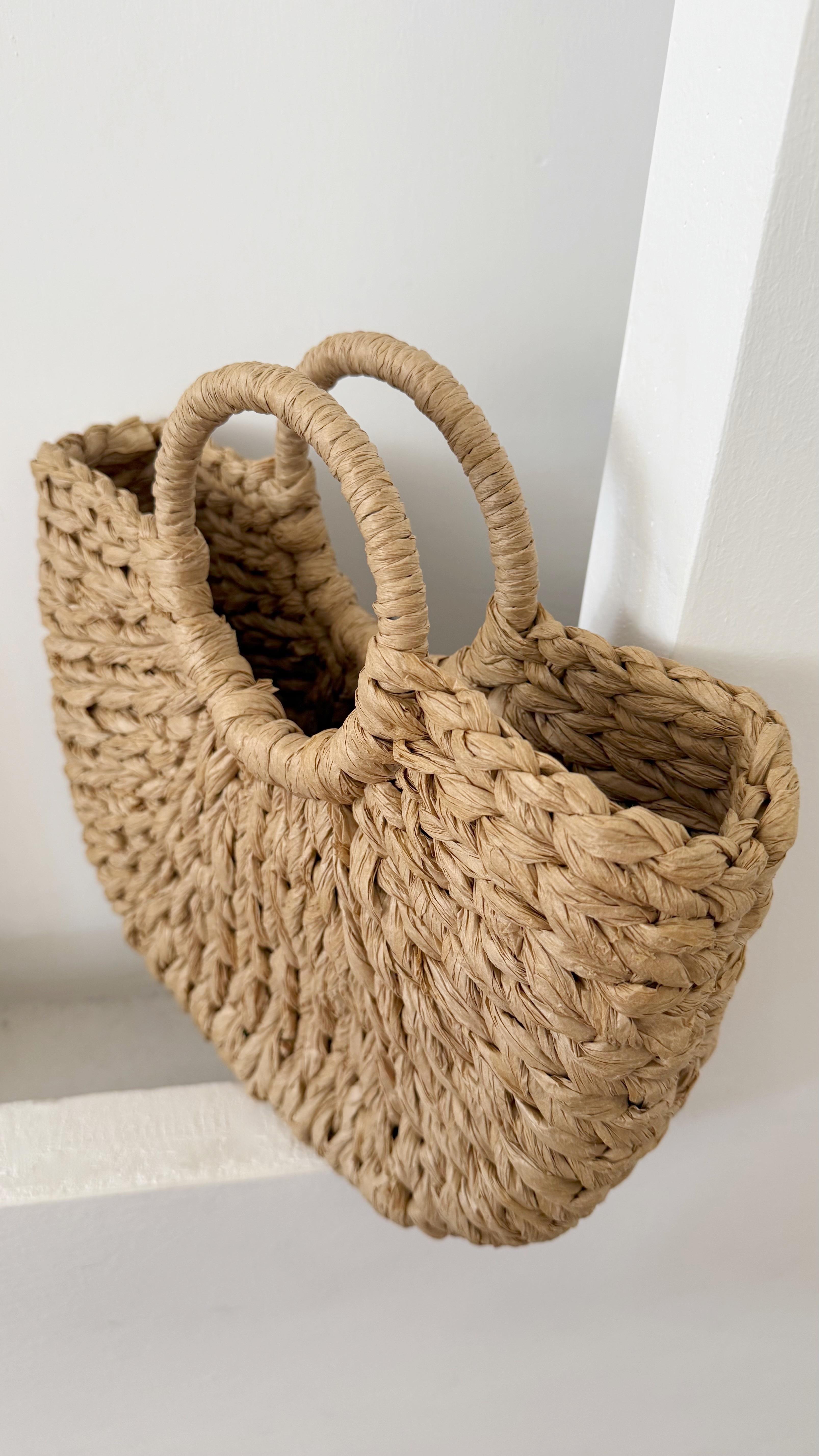 Saplı Hasır Bej Çanta