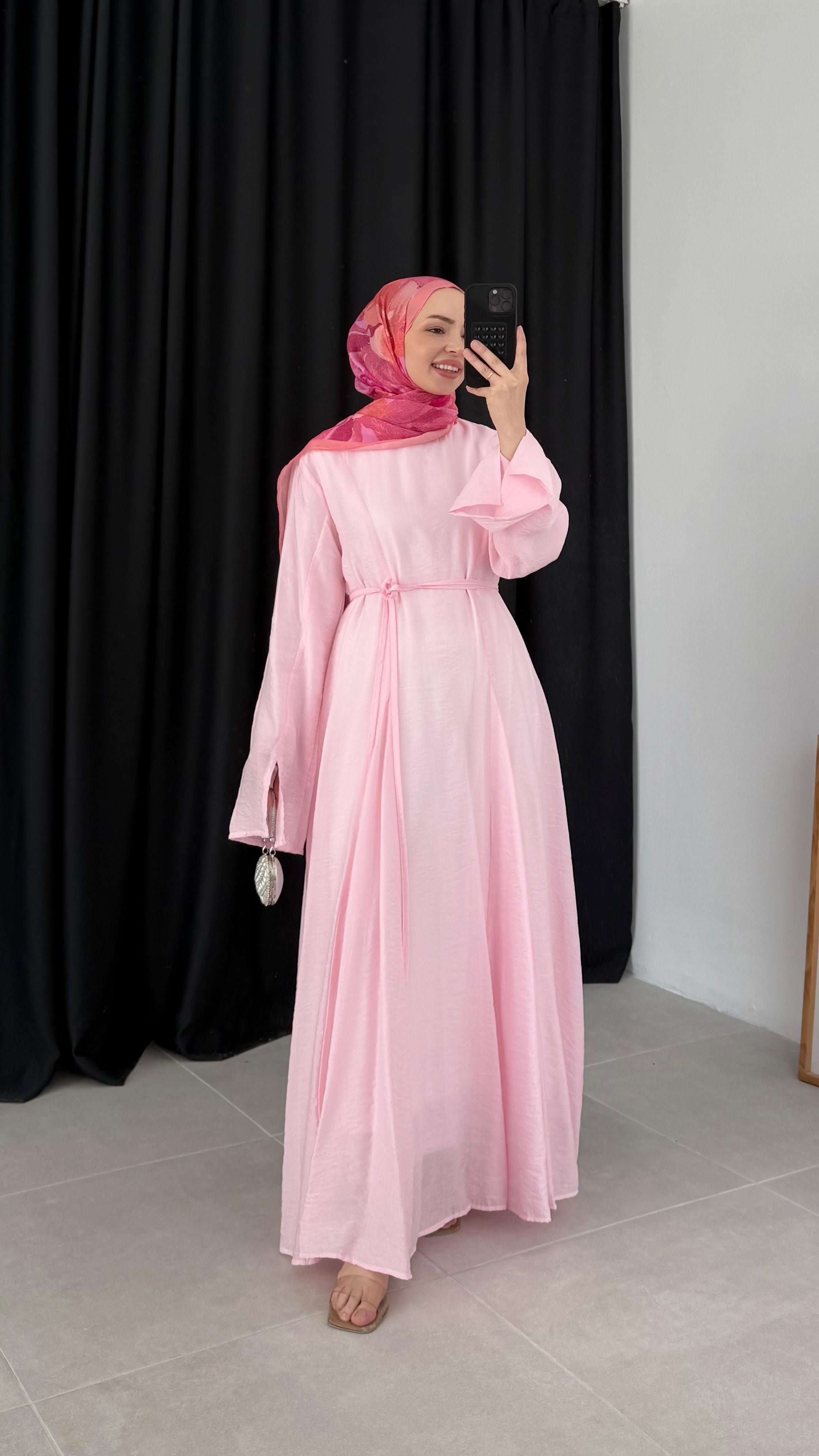 Sefily Parçalı Premıum Pembe Elbise 