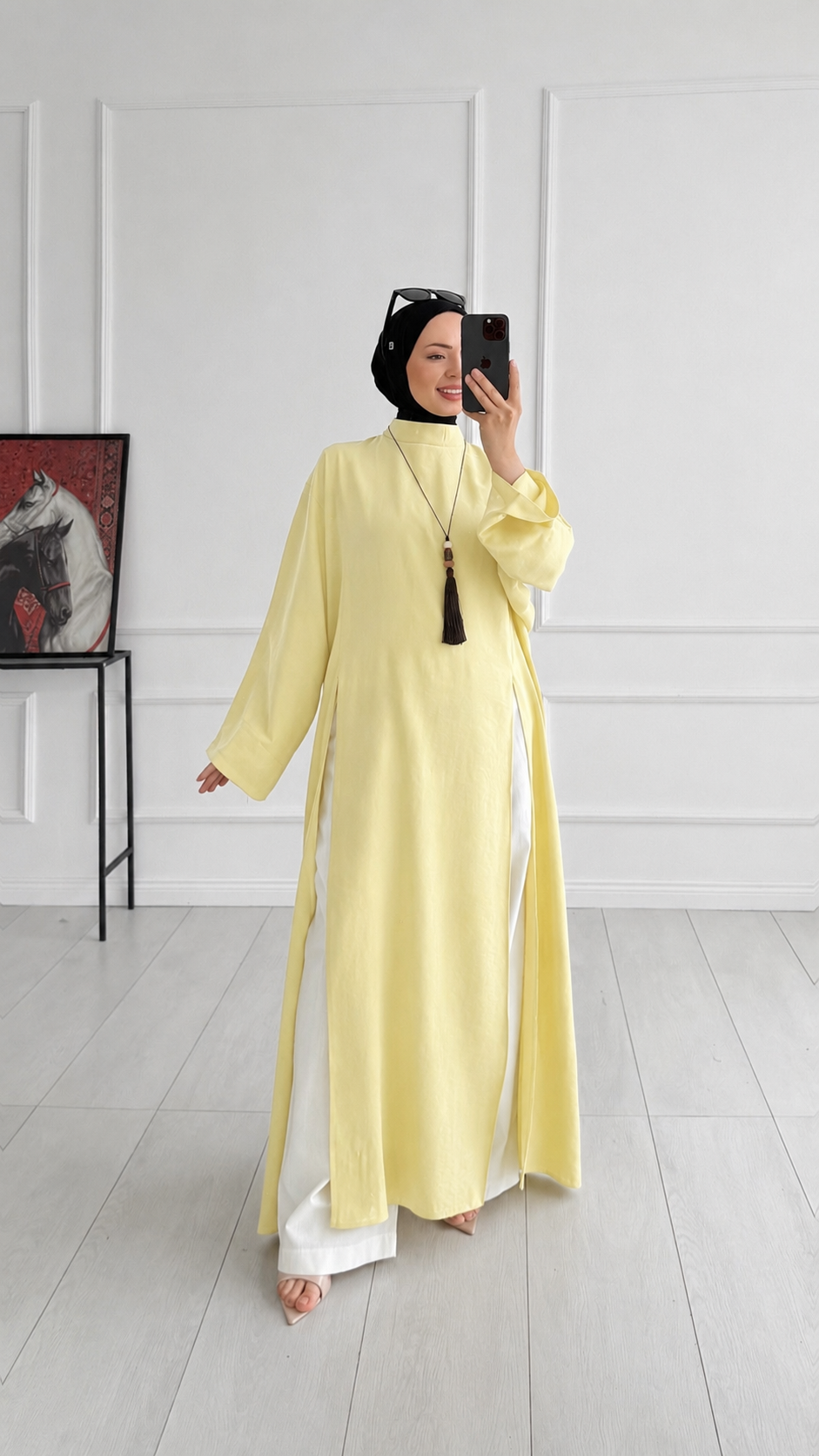 Sopi Oversize Arabic Yırtmaçlı Sarı Tunik 