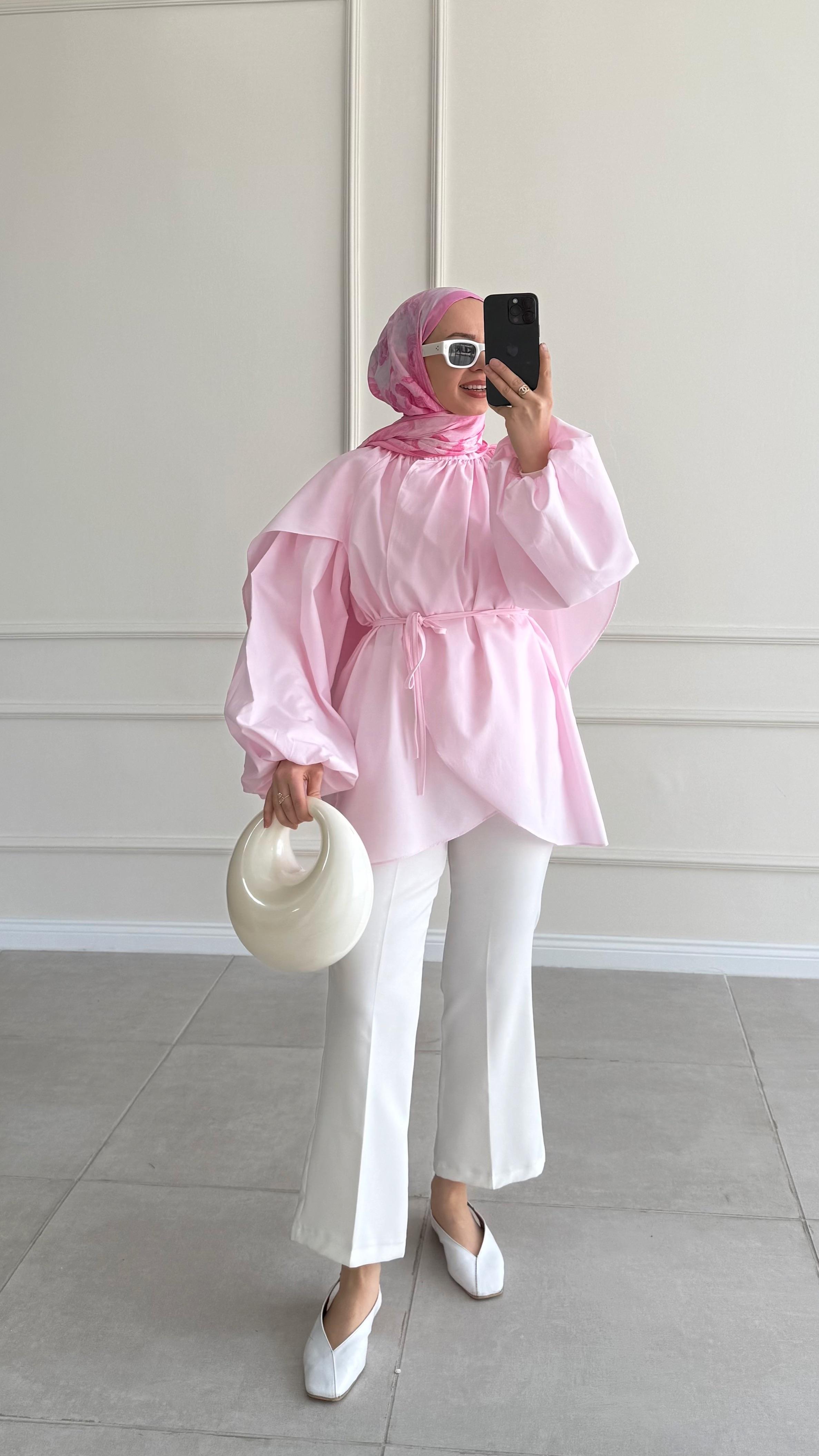 Sterra Pelerinli Pembe Gömlek