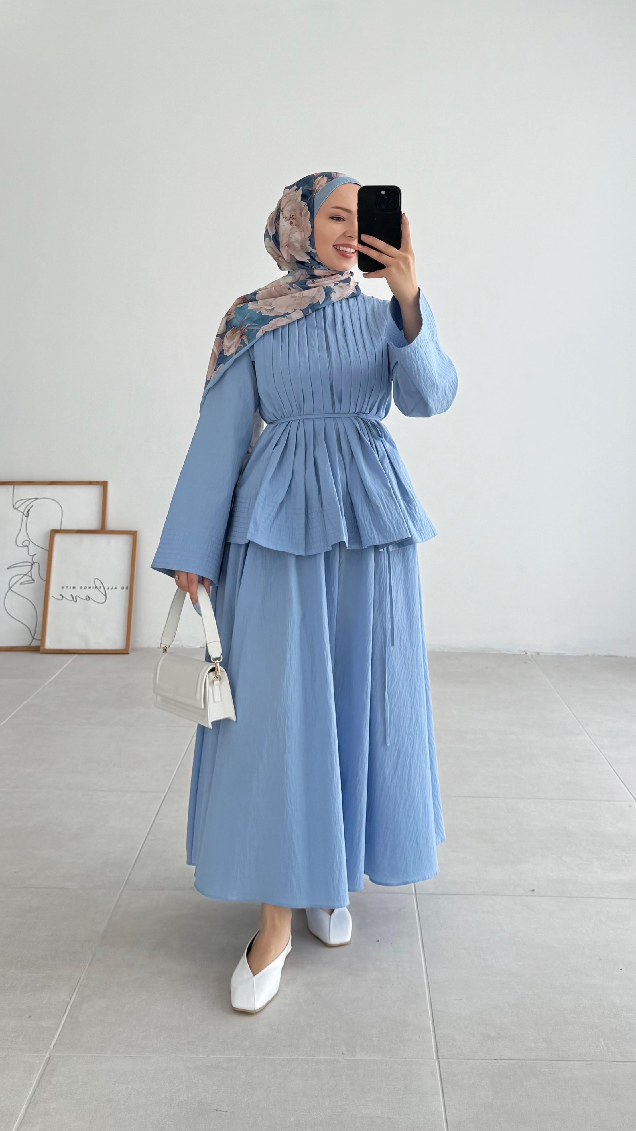 Tanra Piliseli Premıum Mavi Etek Takım