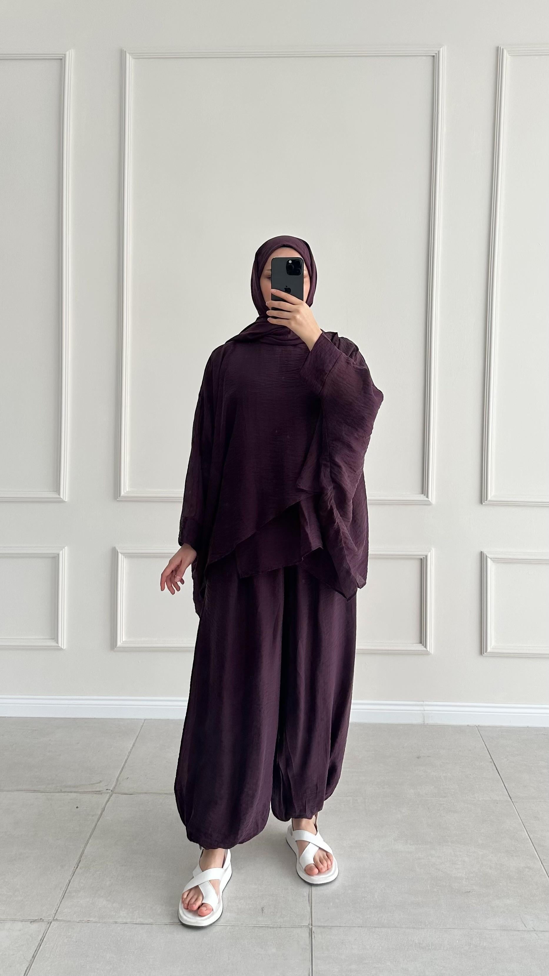 Tarsa Şalvar Pantolon Bordo Takım