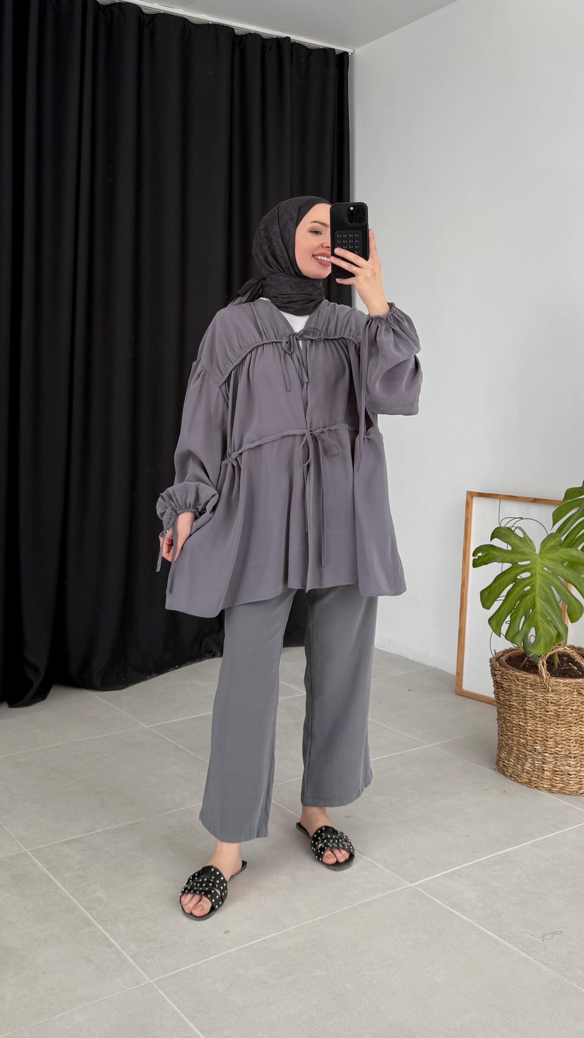 Tensel Büzgülü Antrasit Takım