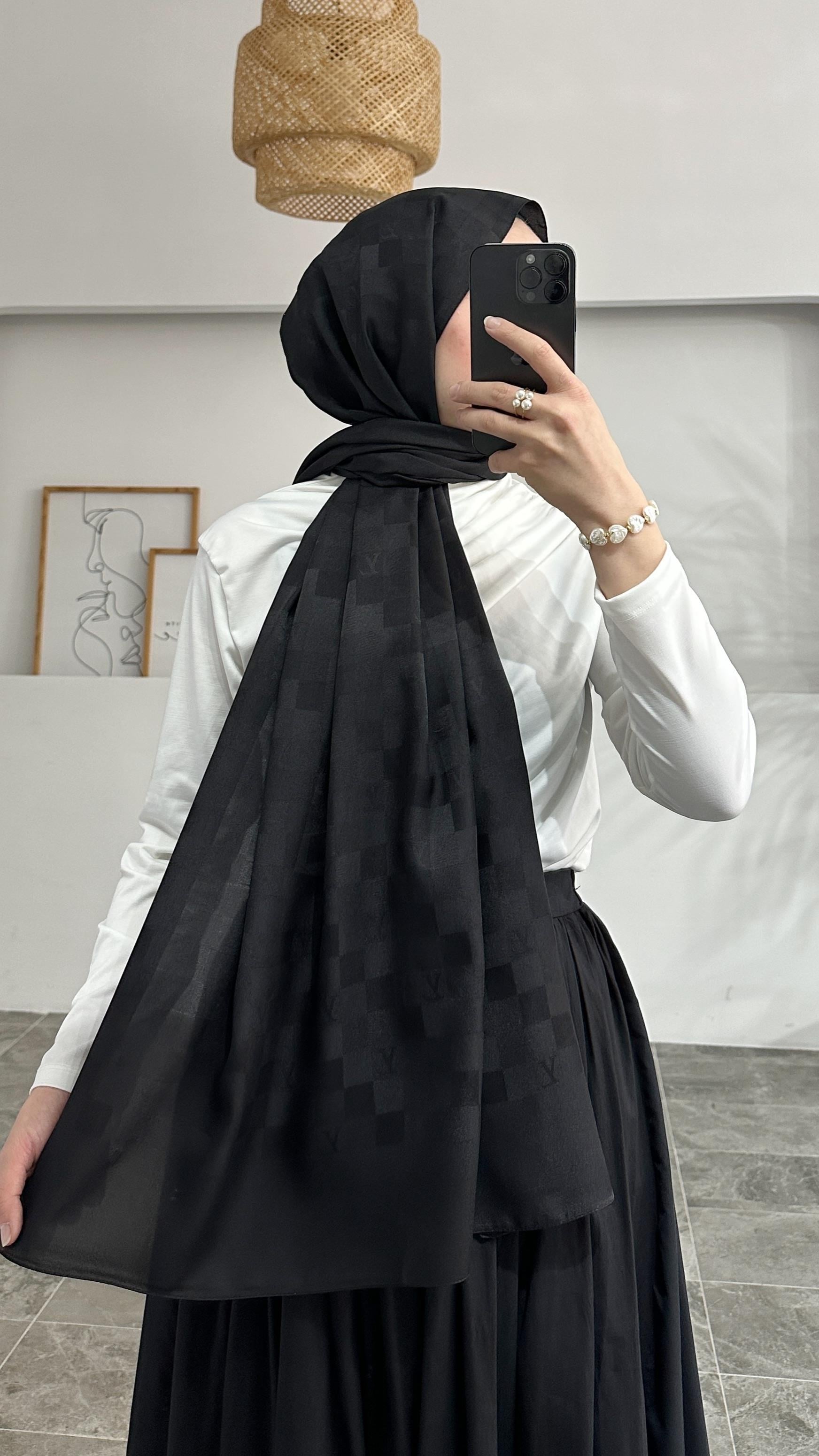 Terra Marka Siyah Desenli Şal