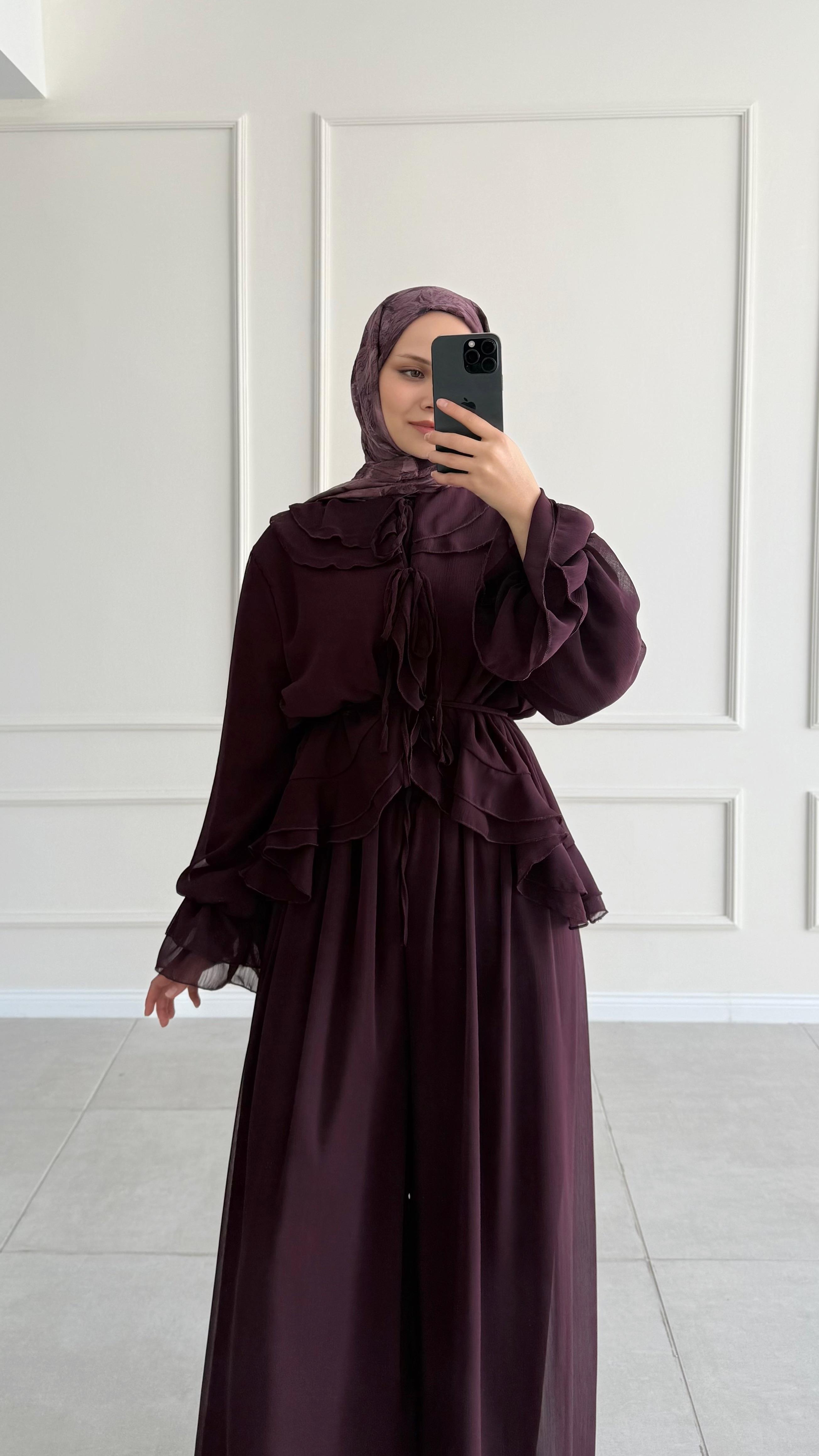 Valensi Premıum Bordo Şifon Tasarım Takım