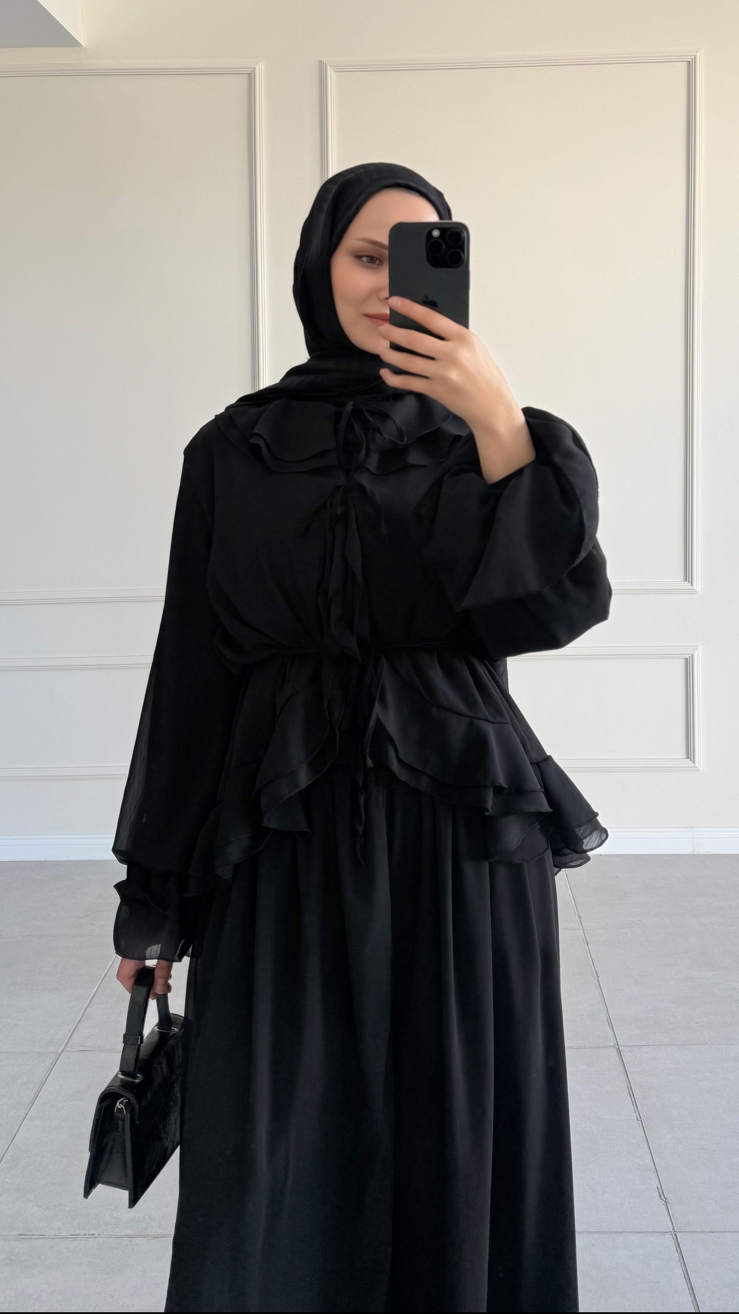 Valensi Premıum Siyah Şifon Tasarım Takım