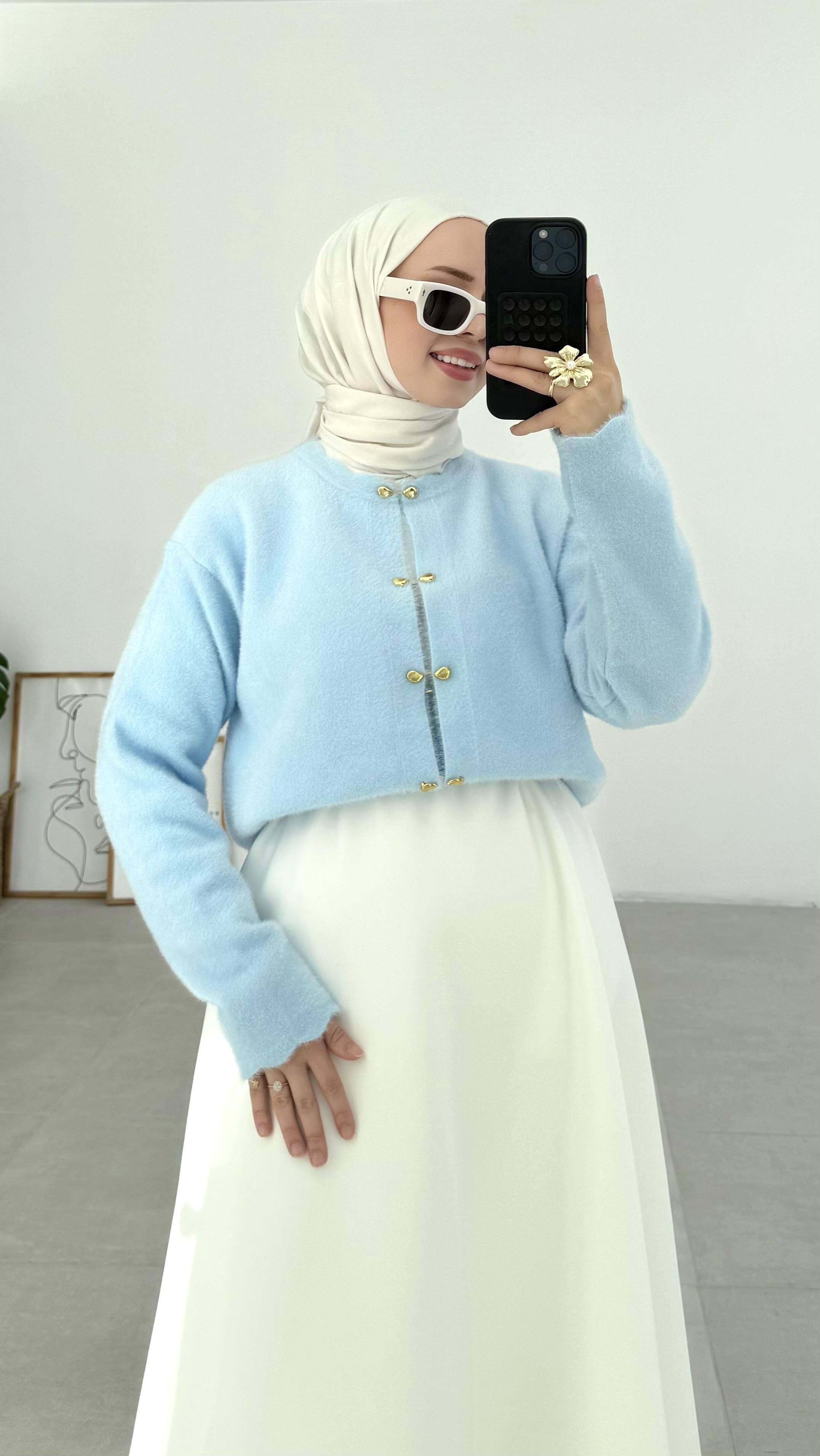 Vanessa Premıum Angora Mavi Hırka