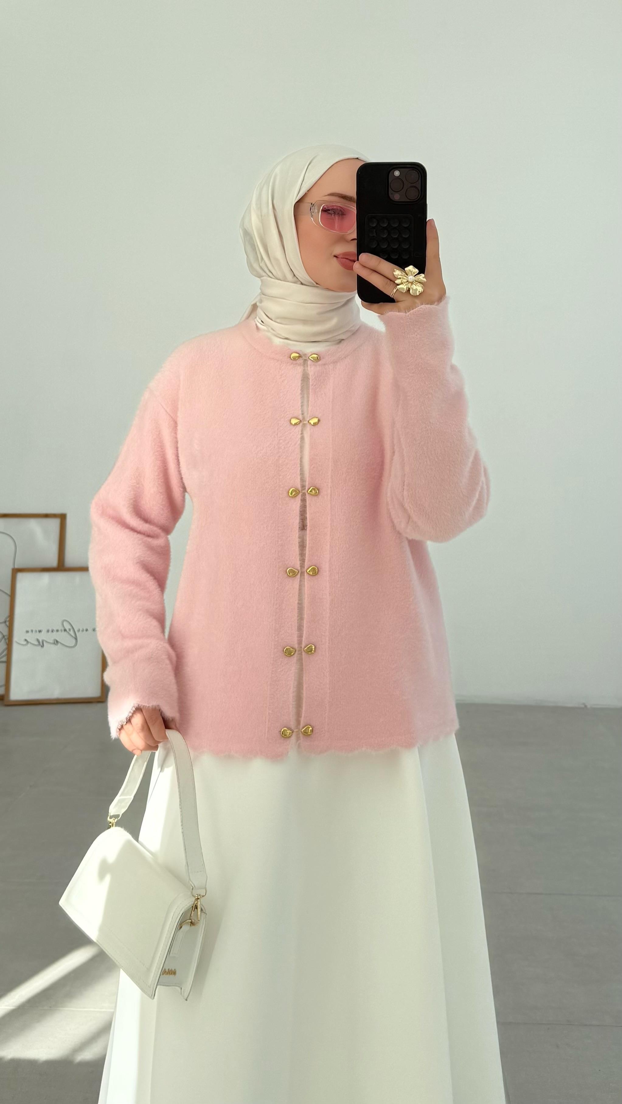 Vanessa Premıum Angora Pembe Hırka