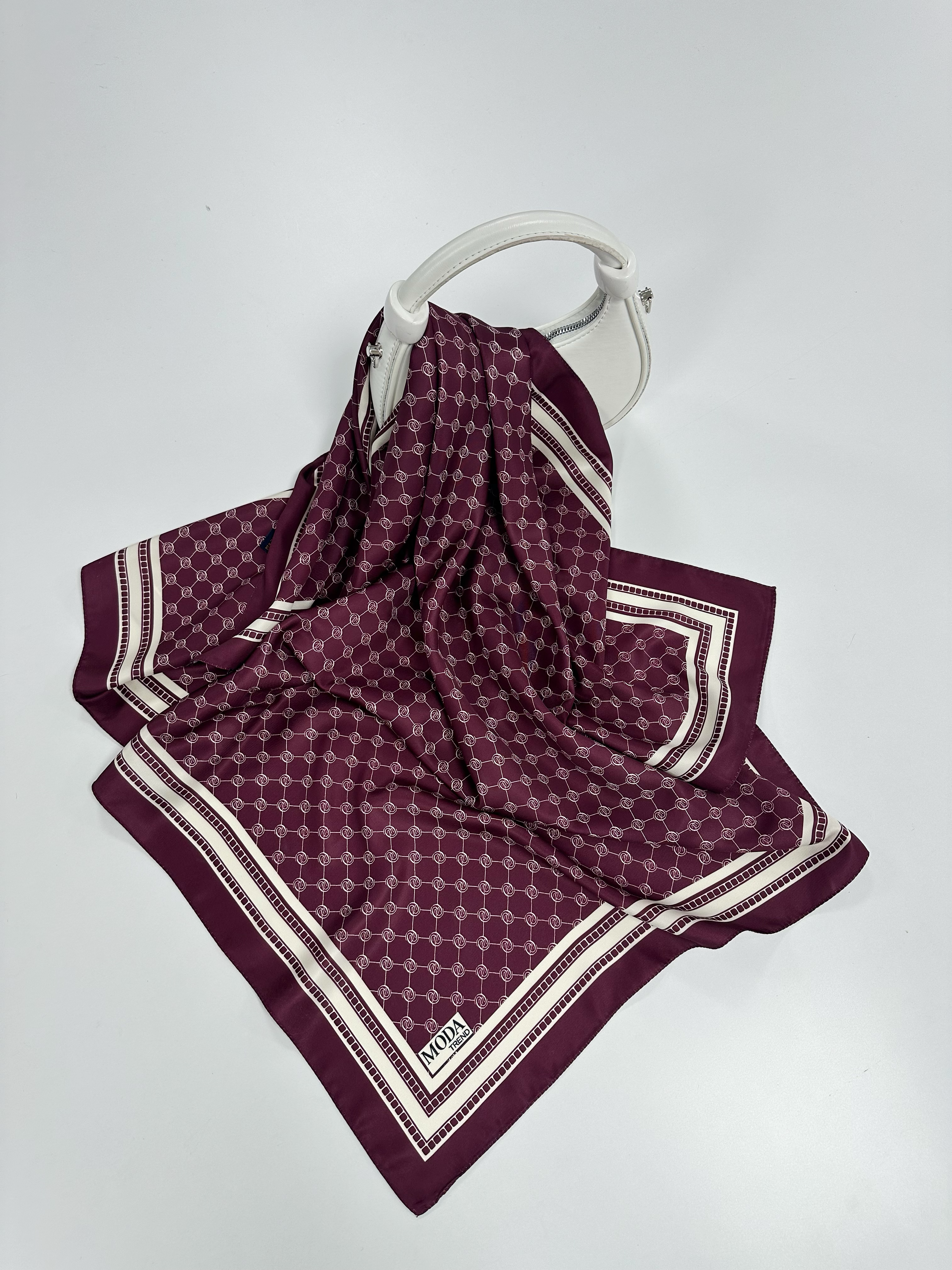 Vkko Desen Bordo Monogram Eşarp