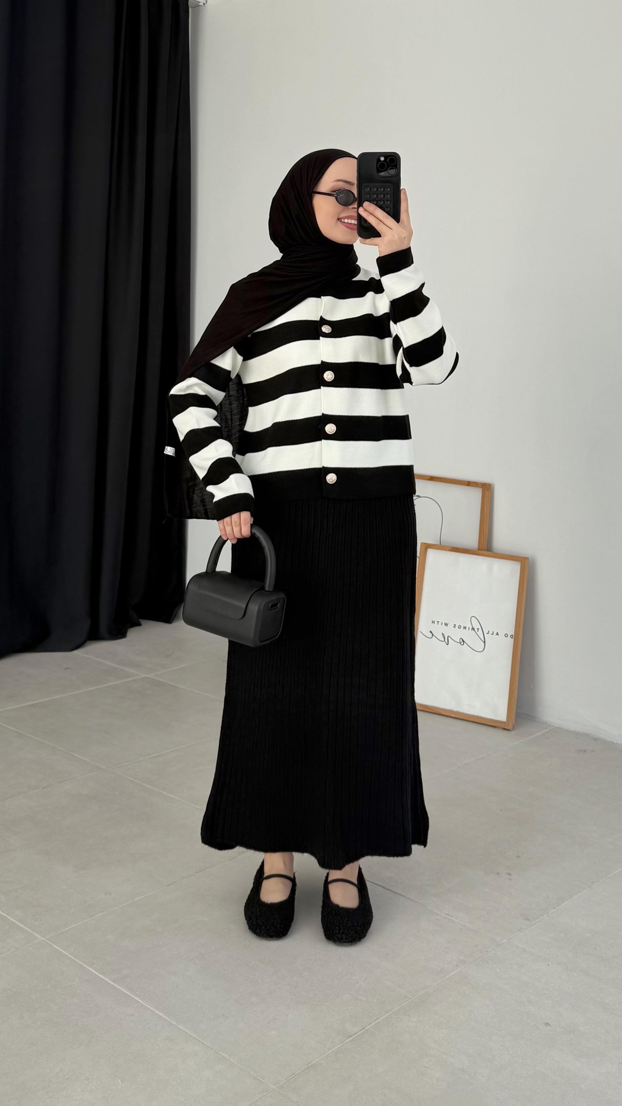 Wanol Triko Fitilli Siyah Etek