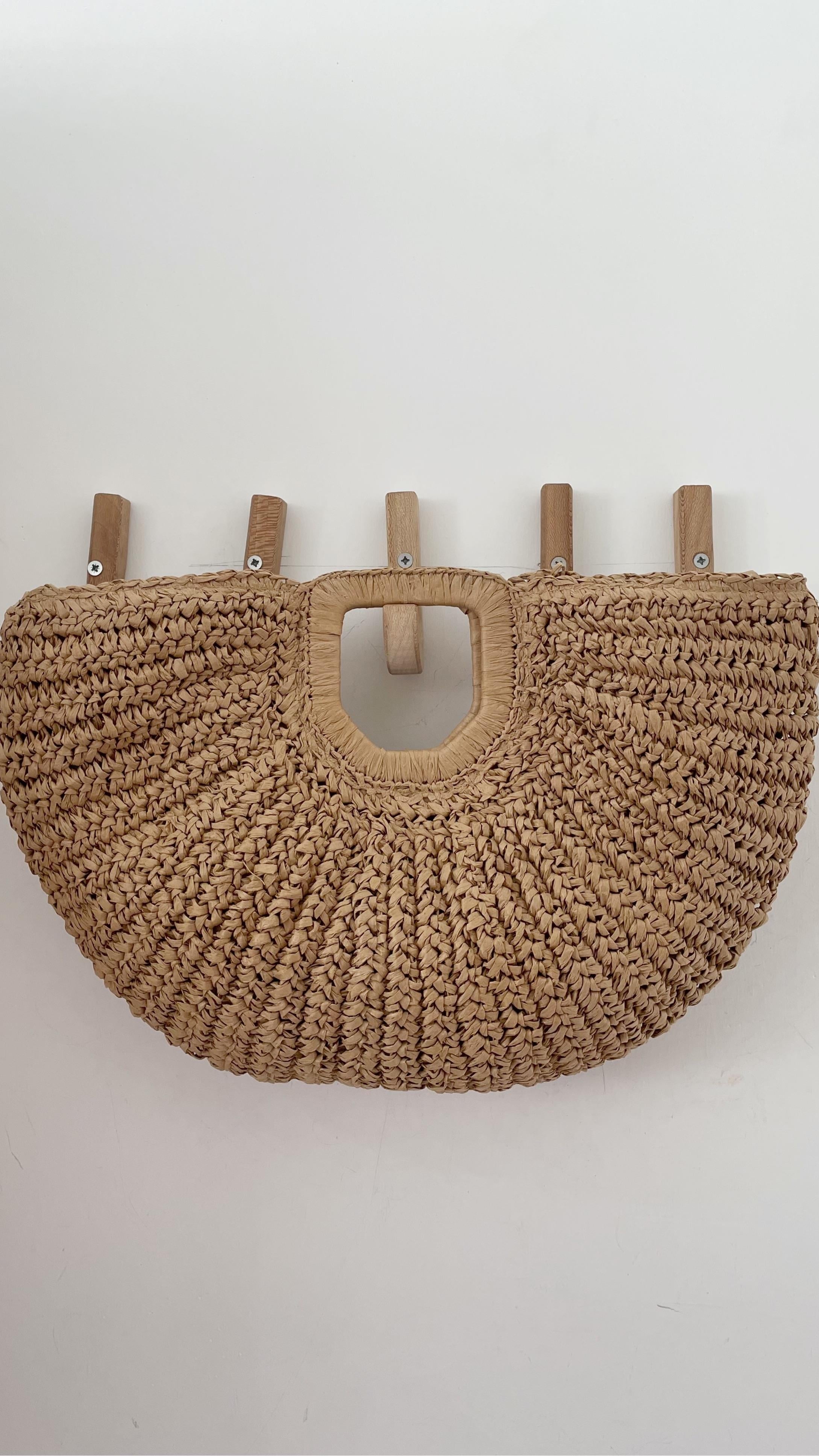 Yelpaze Hasır Bej Çanta