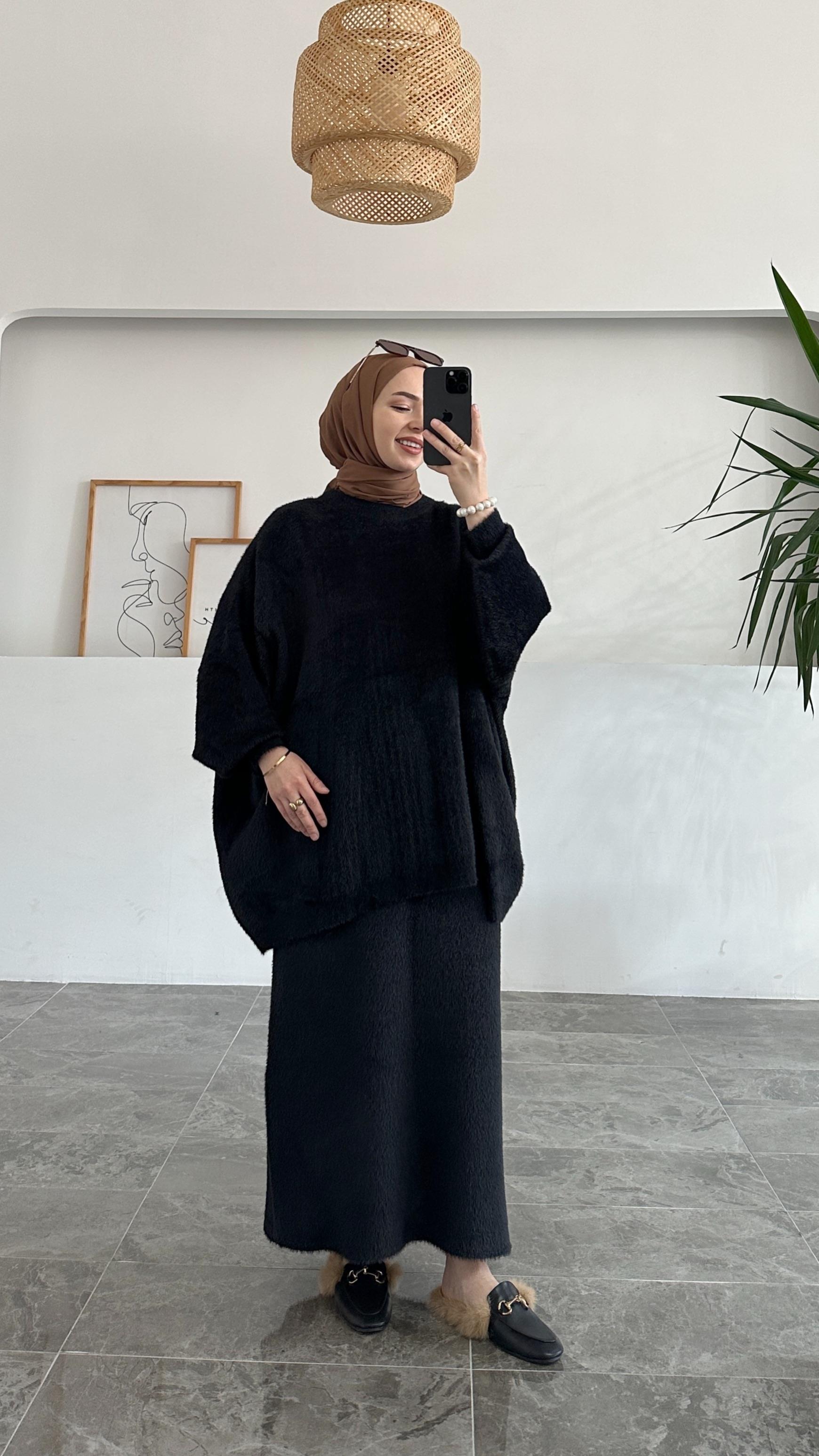 Zayna Angora Siyah Premıum Takım 