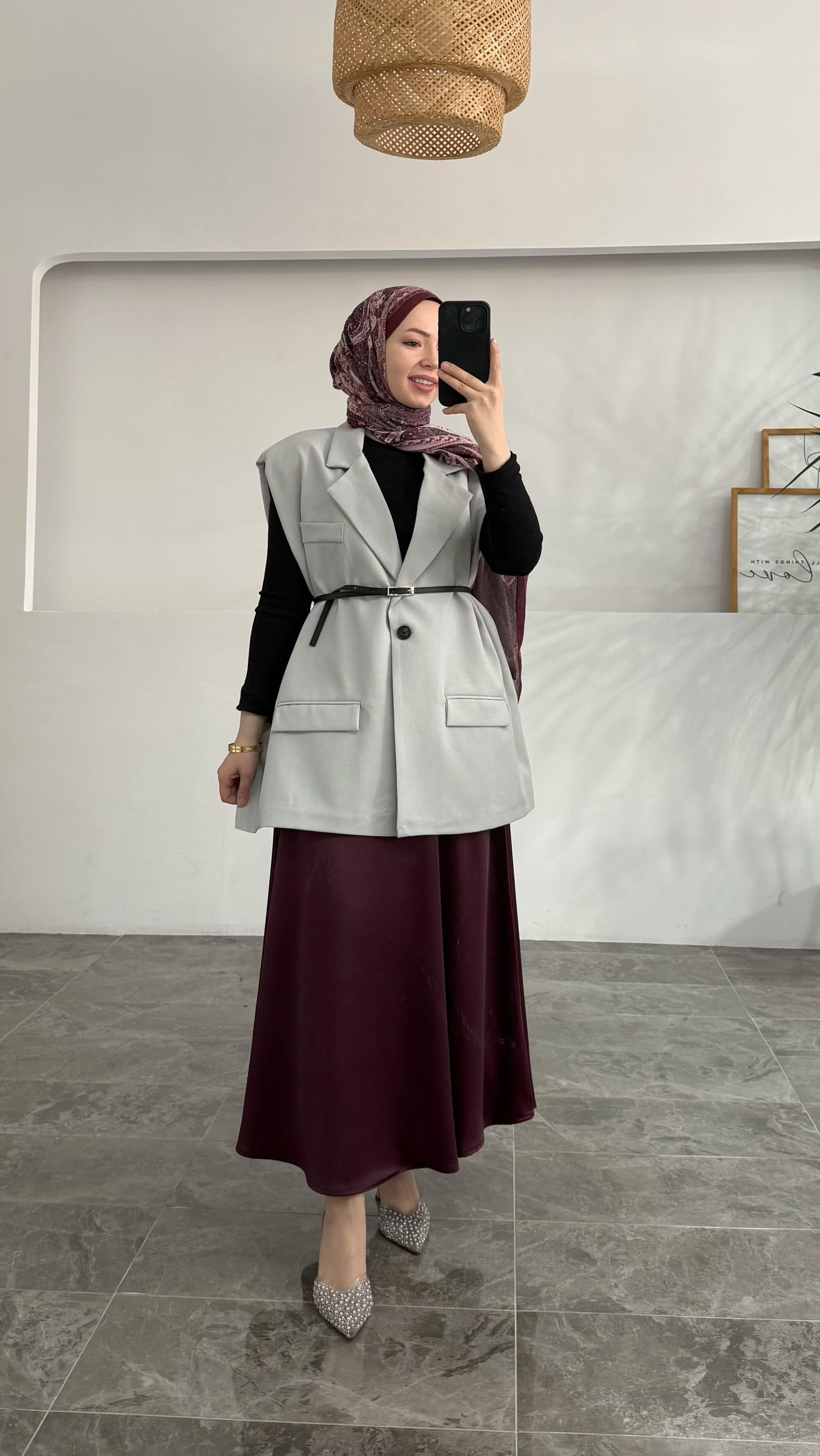 ZRA Model Bordo Saten Etek