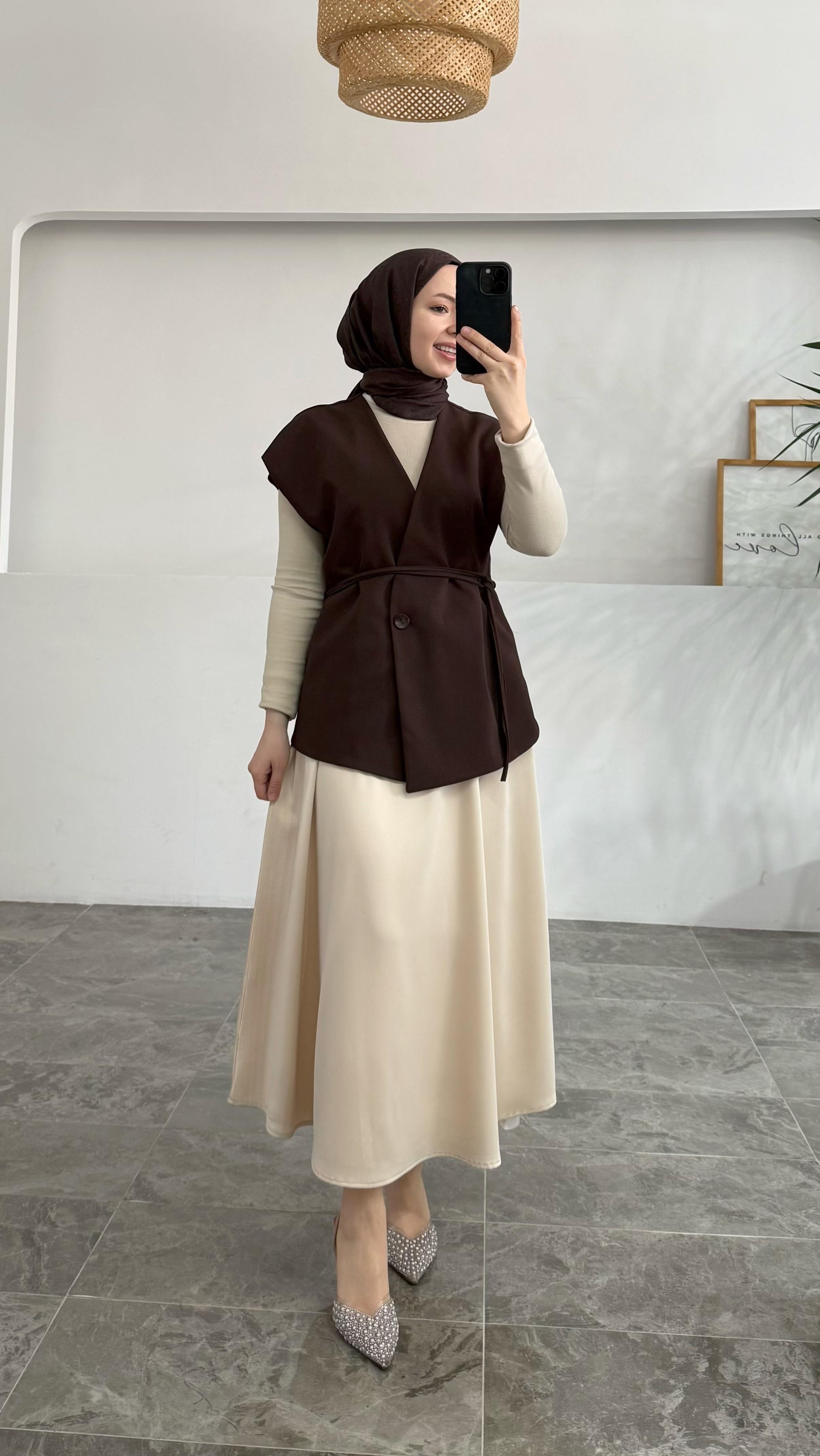 ZRA Model Krem Saten Etek