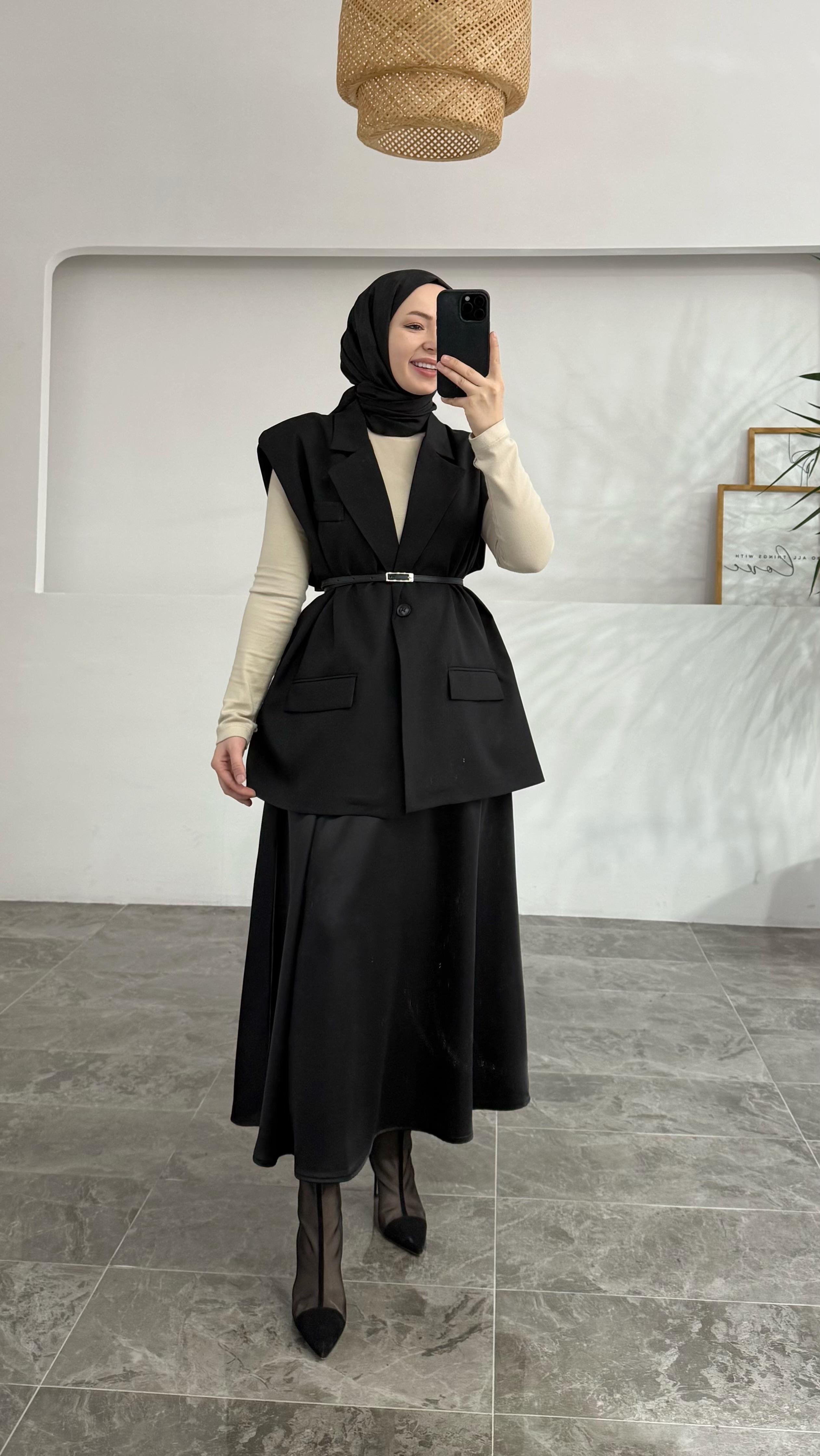 ZRA Model Siyah Saten Etek