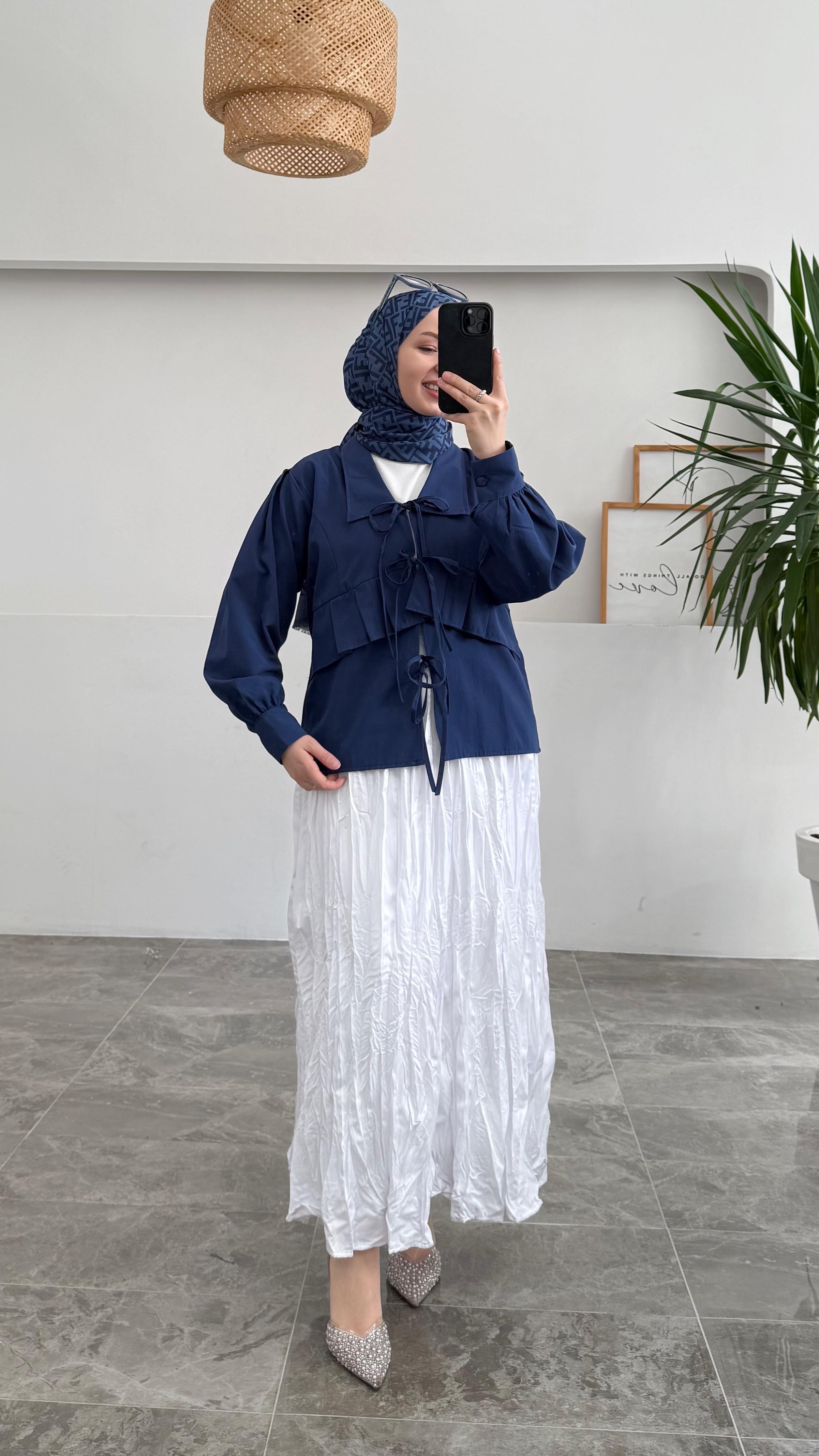 ZRA Pinterest lacivert Gömlek  