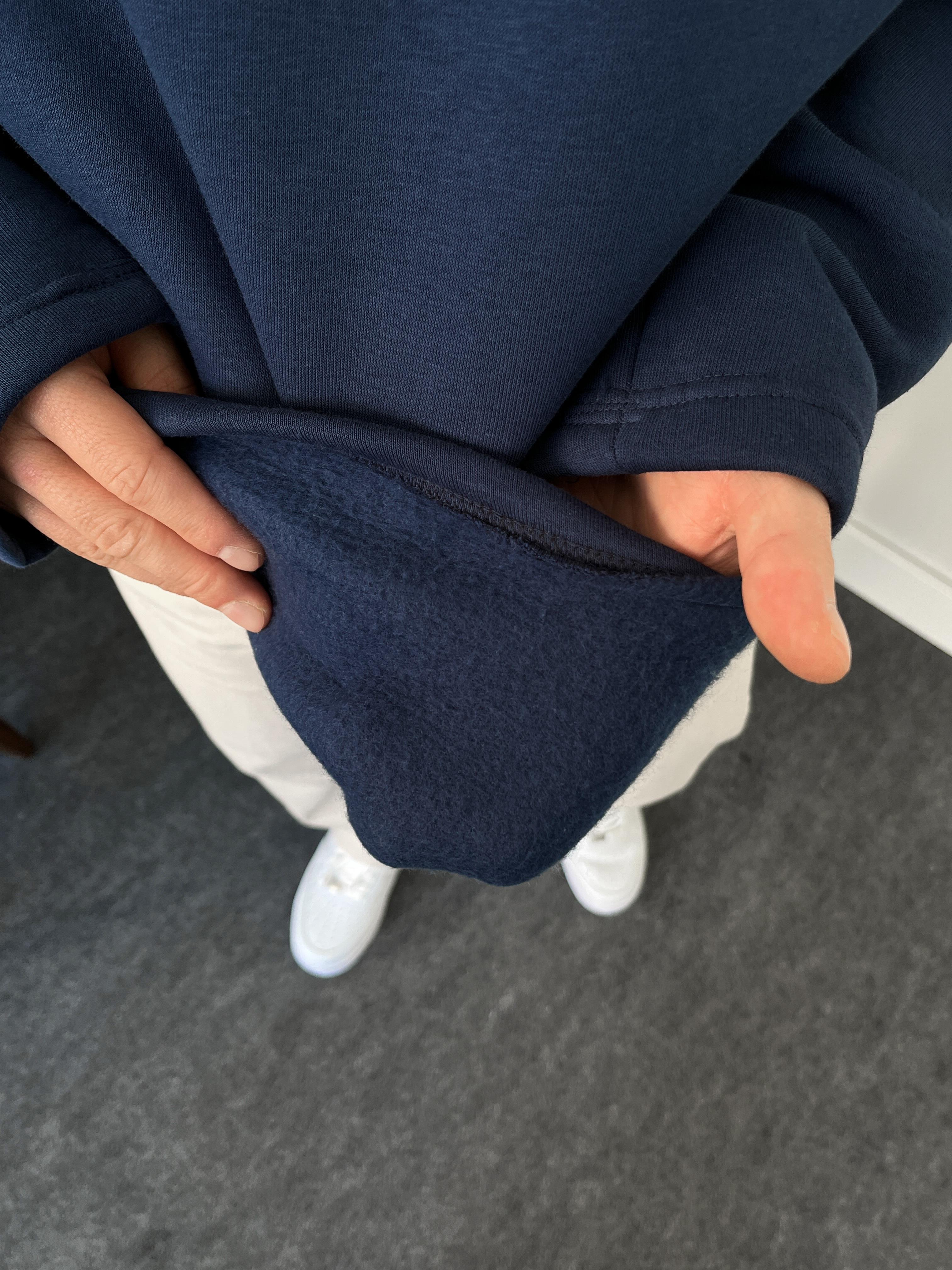 1994 Nakışlı Lacivert Üç İplik Şardonlu Sweatshirt