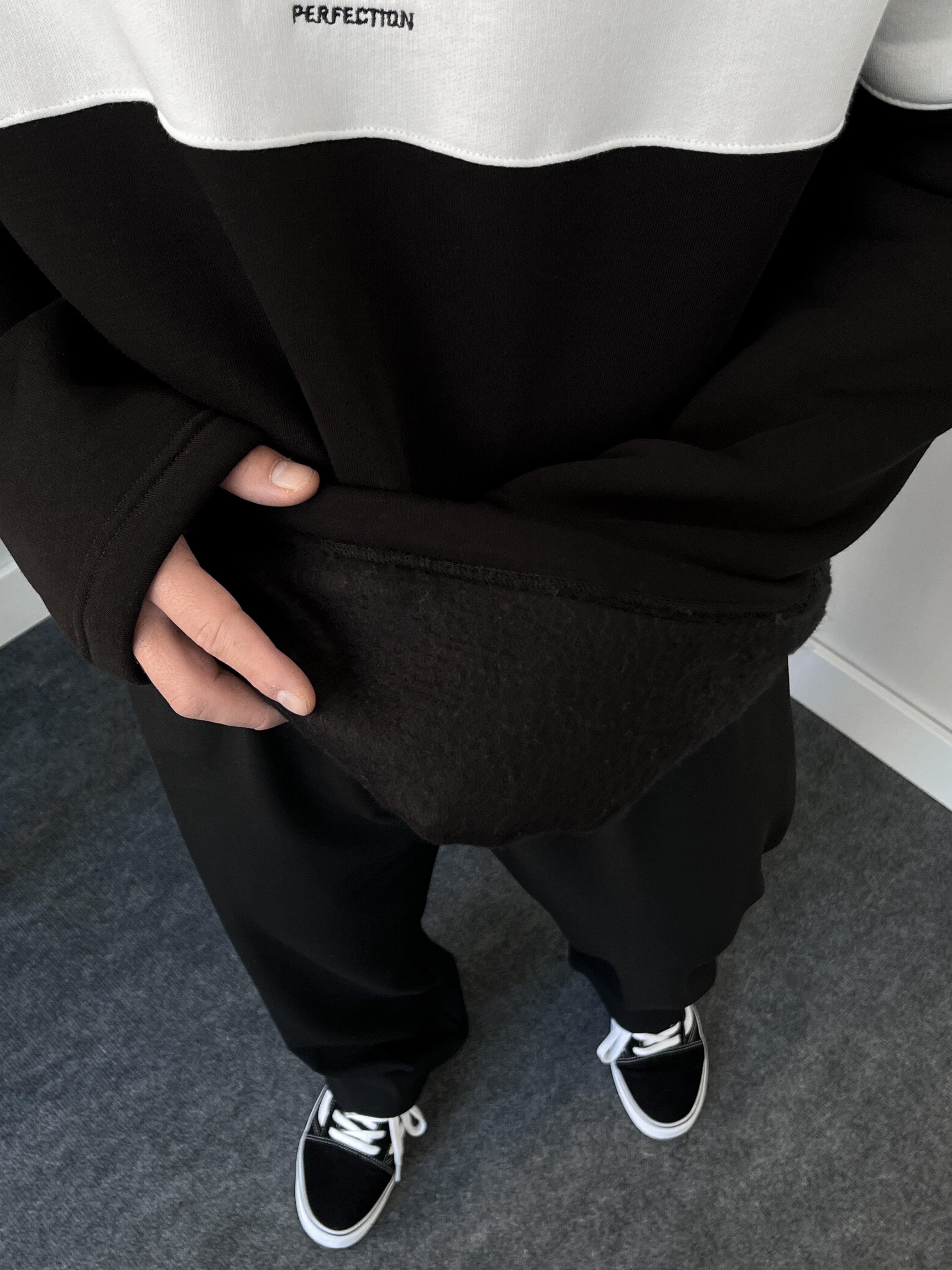 1994 Nakışlı Siyah Üç İplik Şardonlu Sweatshirt