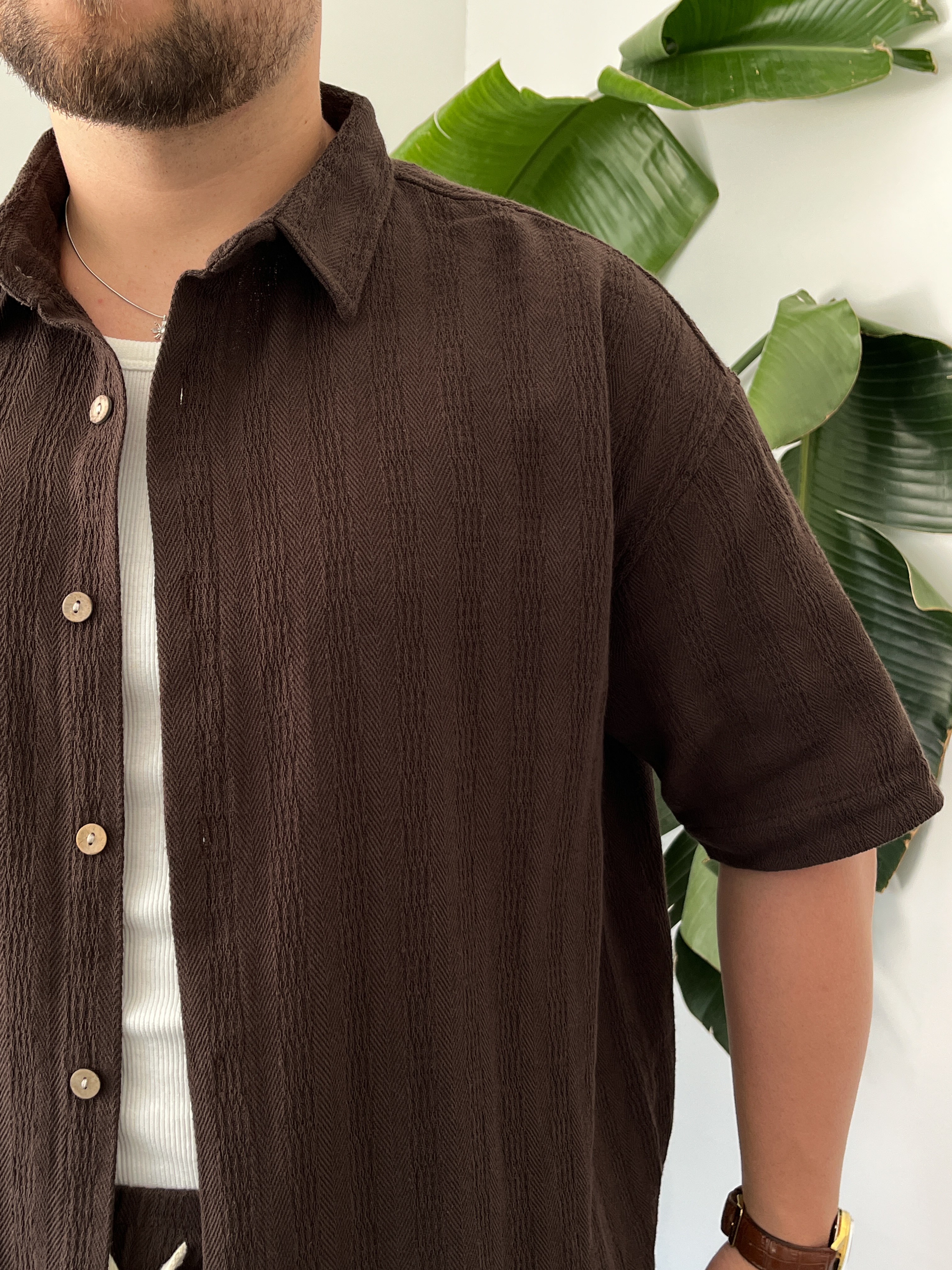 Acı Kahve Alaçatı Casual Desenli Oversize Takım