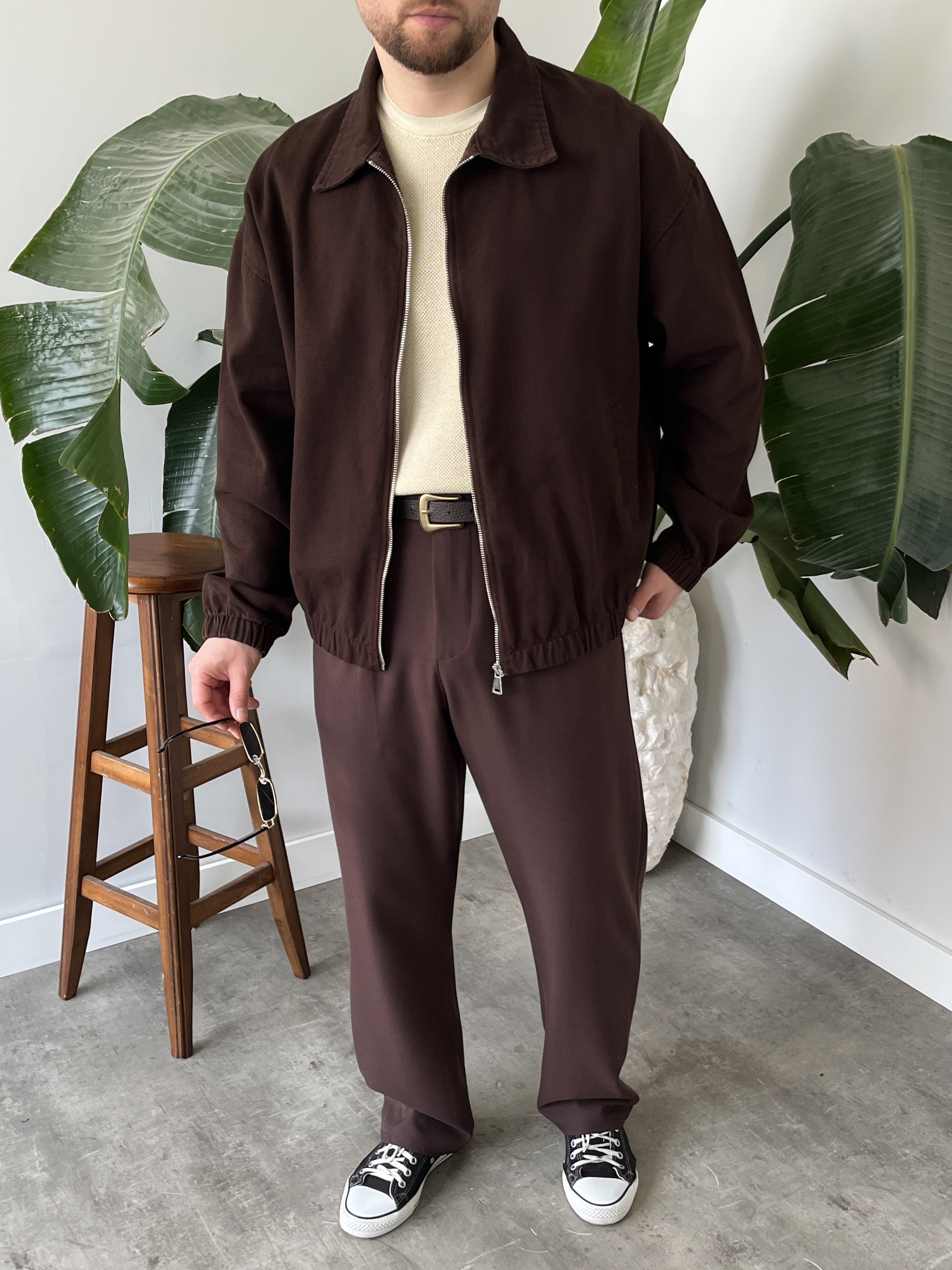 Acı Kahve Mevsimlik Oversize Bomber Ceket
