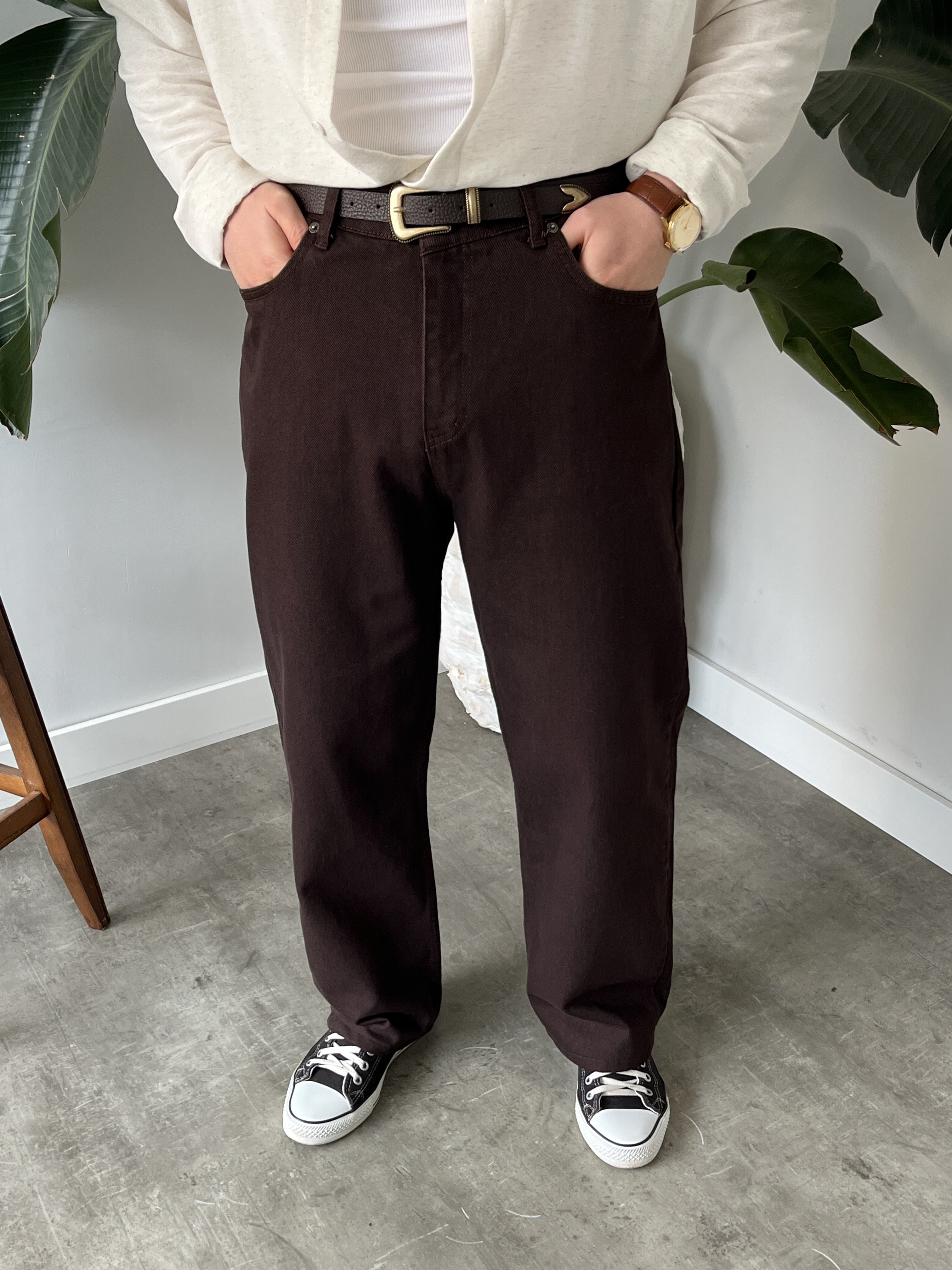 Acı Kahve Yıkamalı Baggy Jean