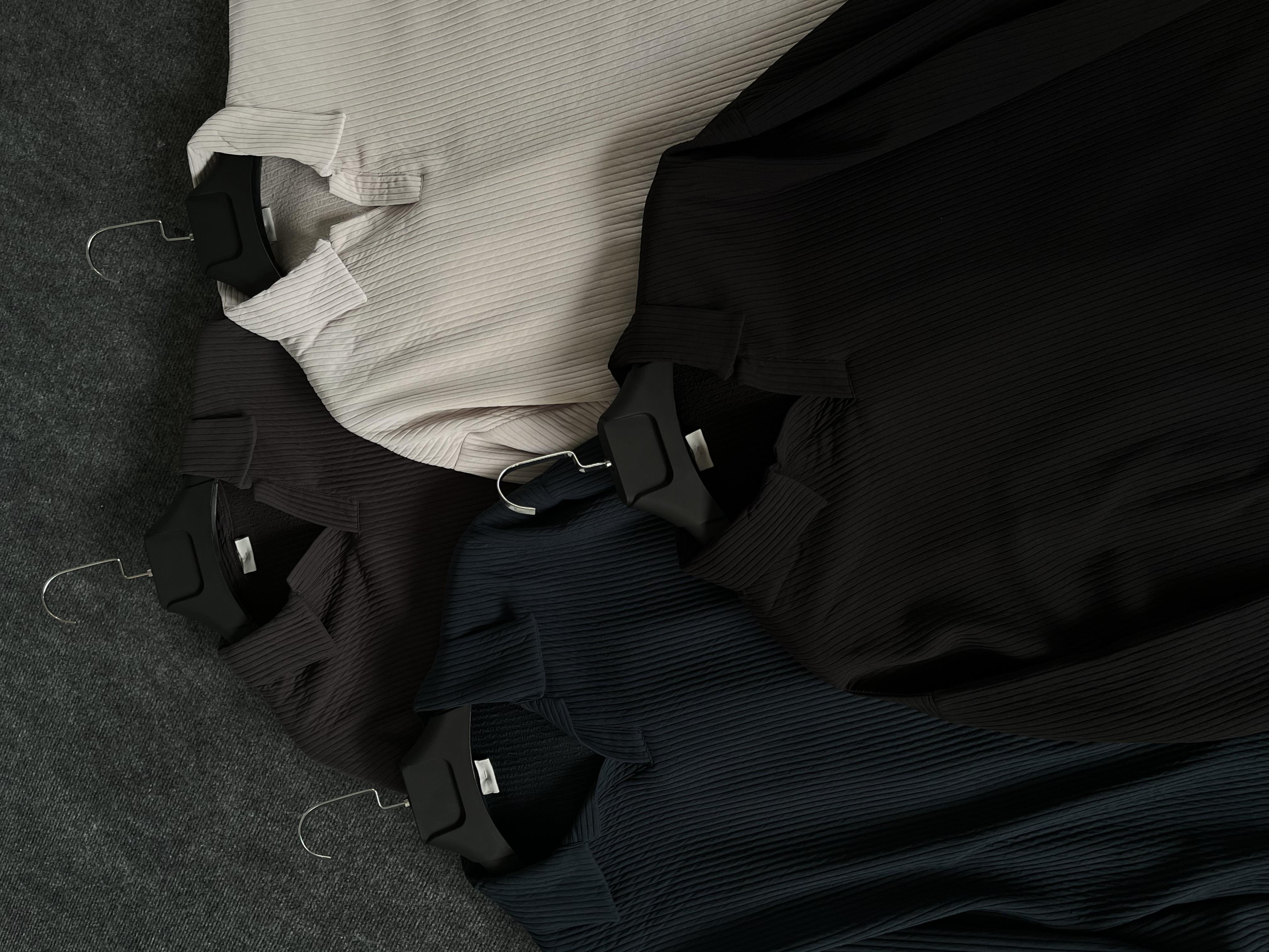 Açık Gri Fitilli Polo Yaka Triko Sweat