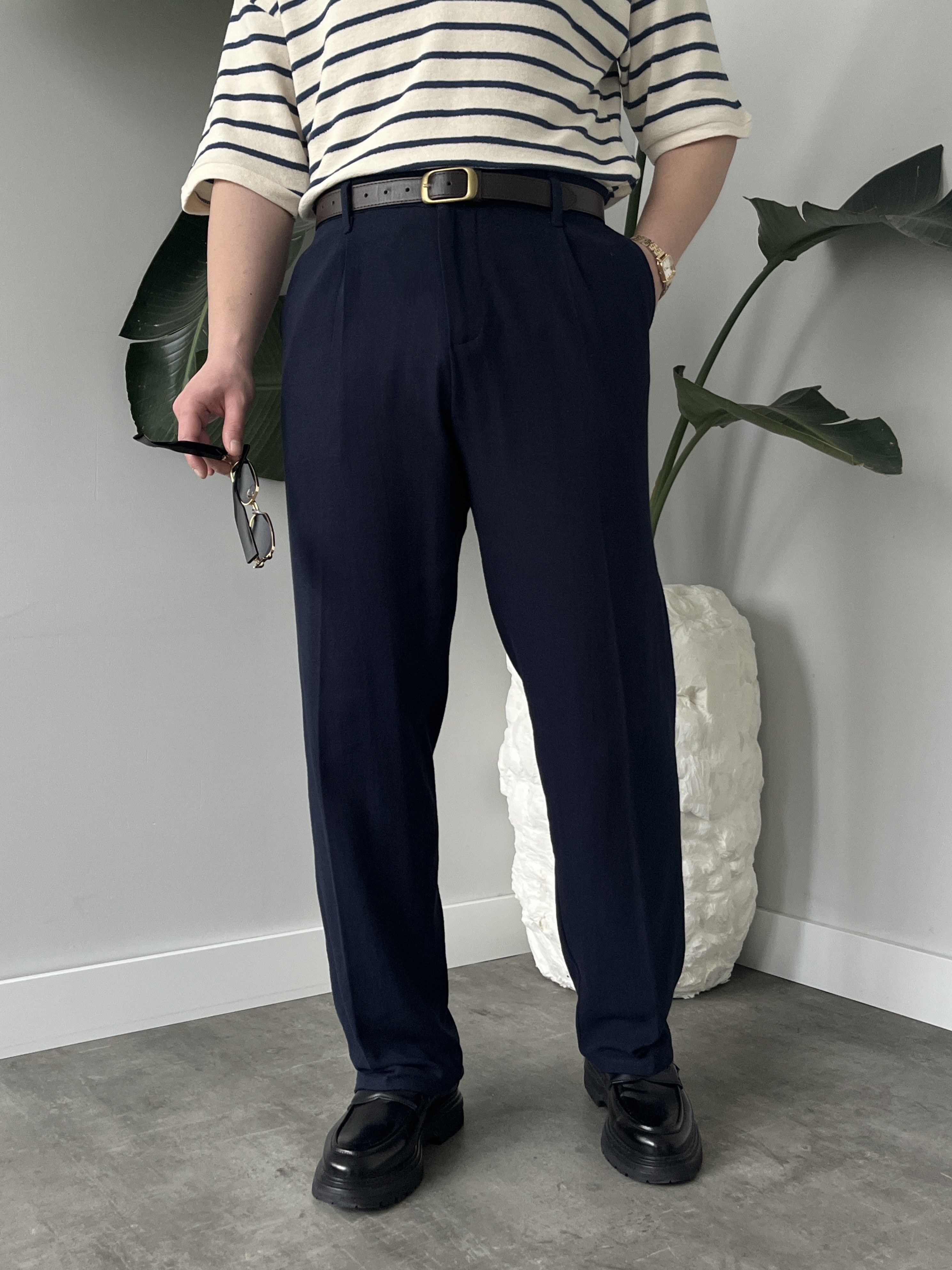 Alto Lacivert Ham Keten Baggy Pantolon