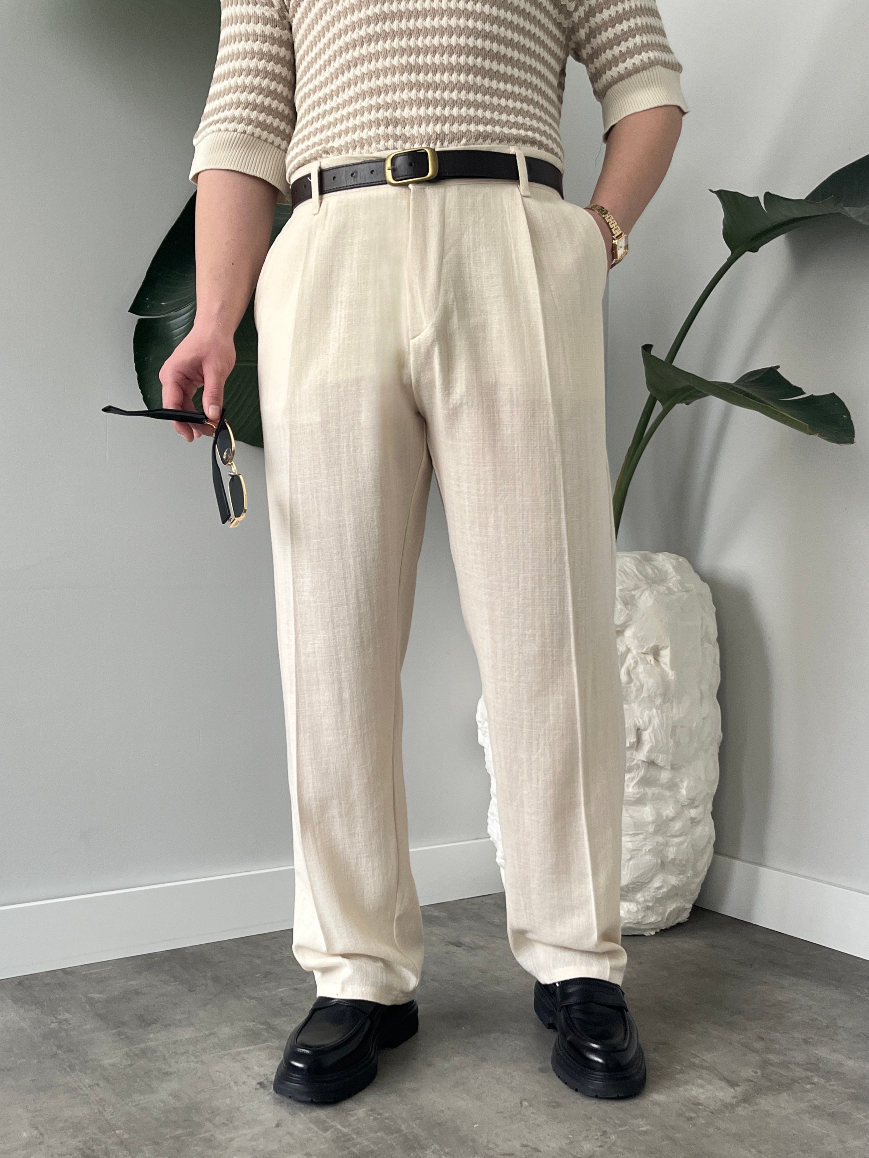 Alto Taş Ham Keten Baggy Pantolon