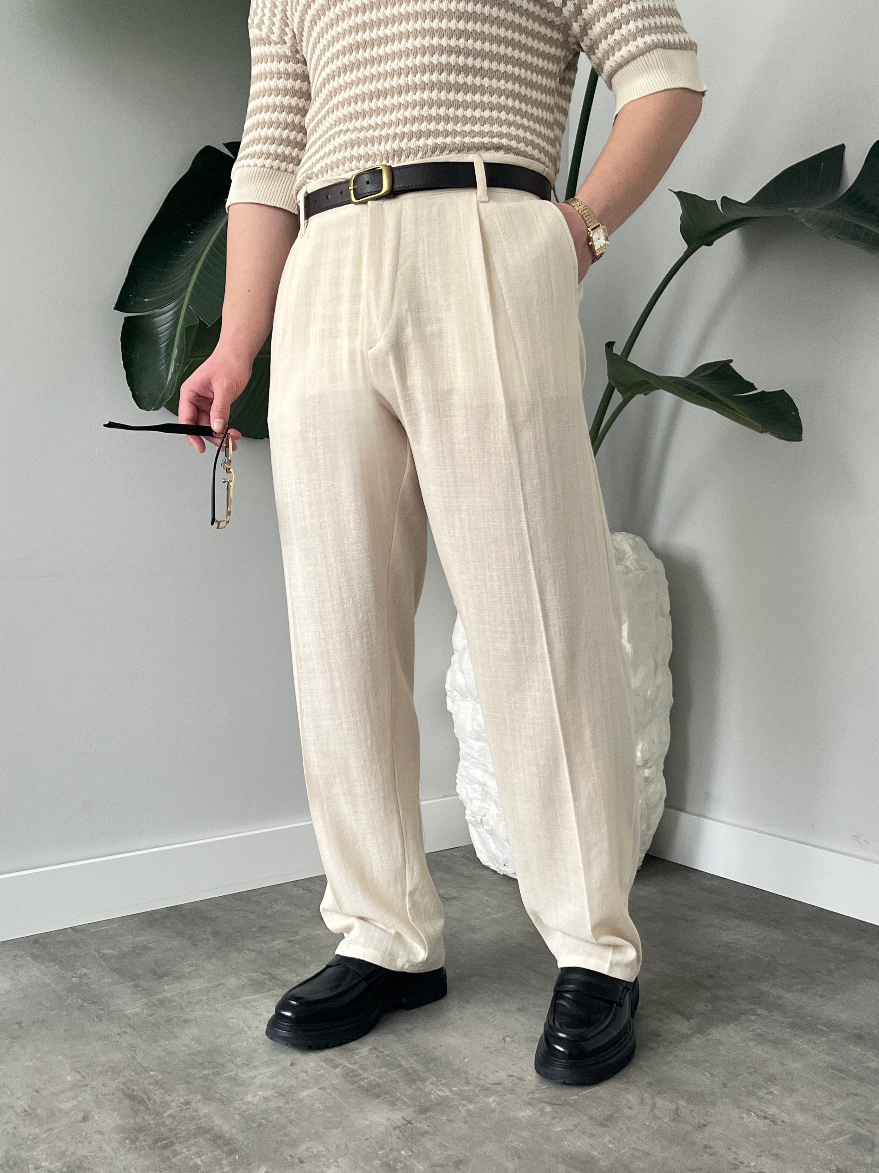 Alto Taş Ham Keten Baggy Pantolon