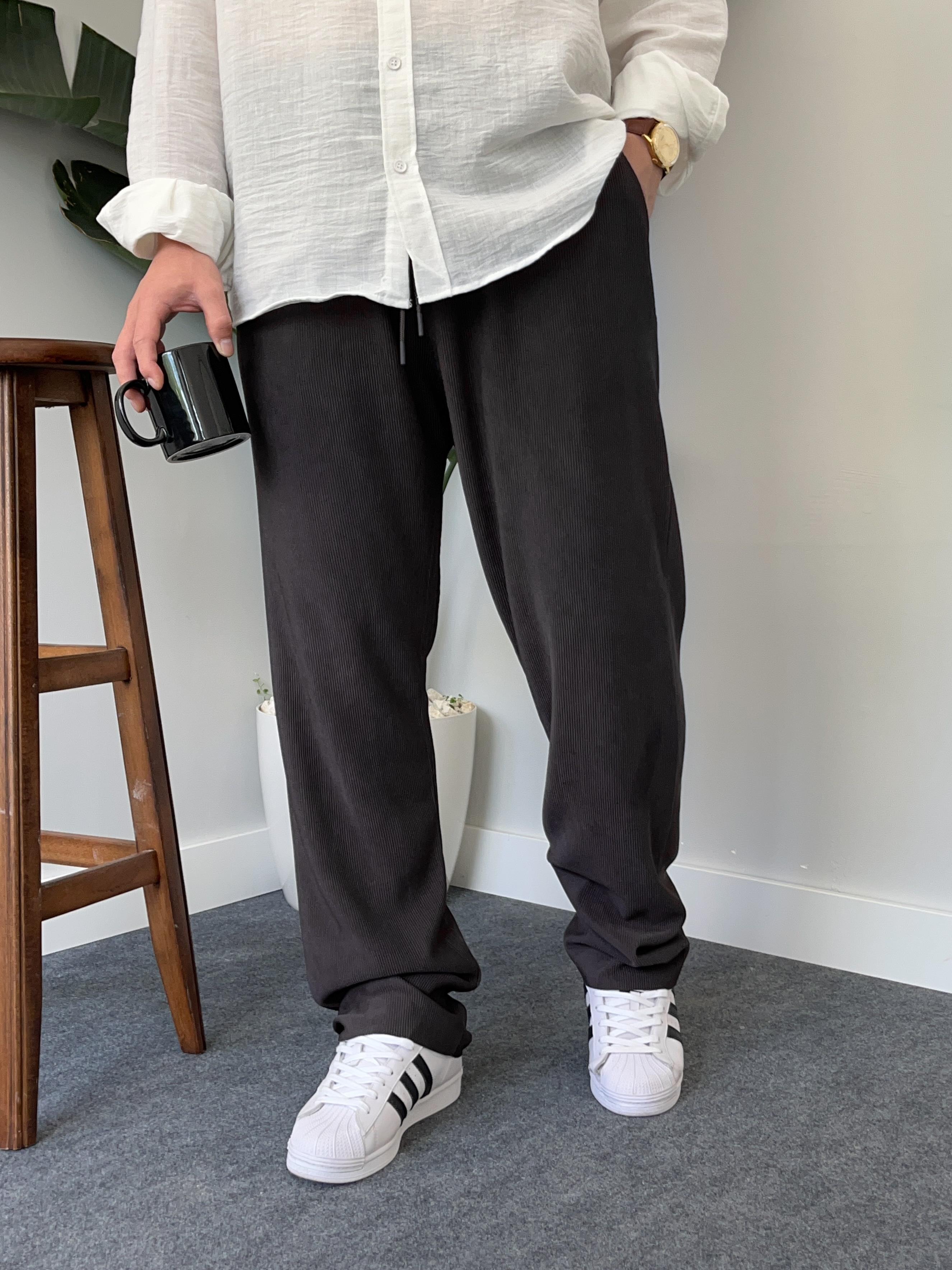 Antrasit Fitilli Baggy Pantolon