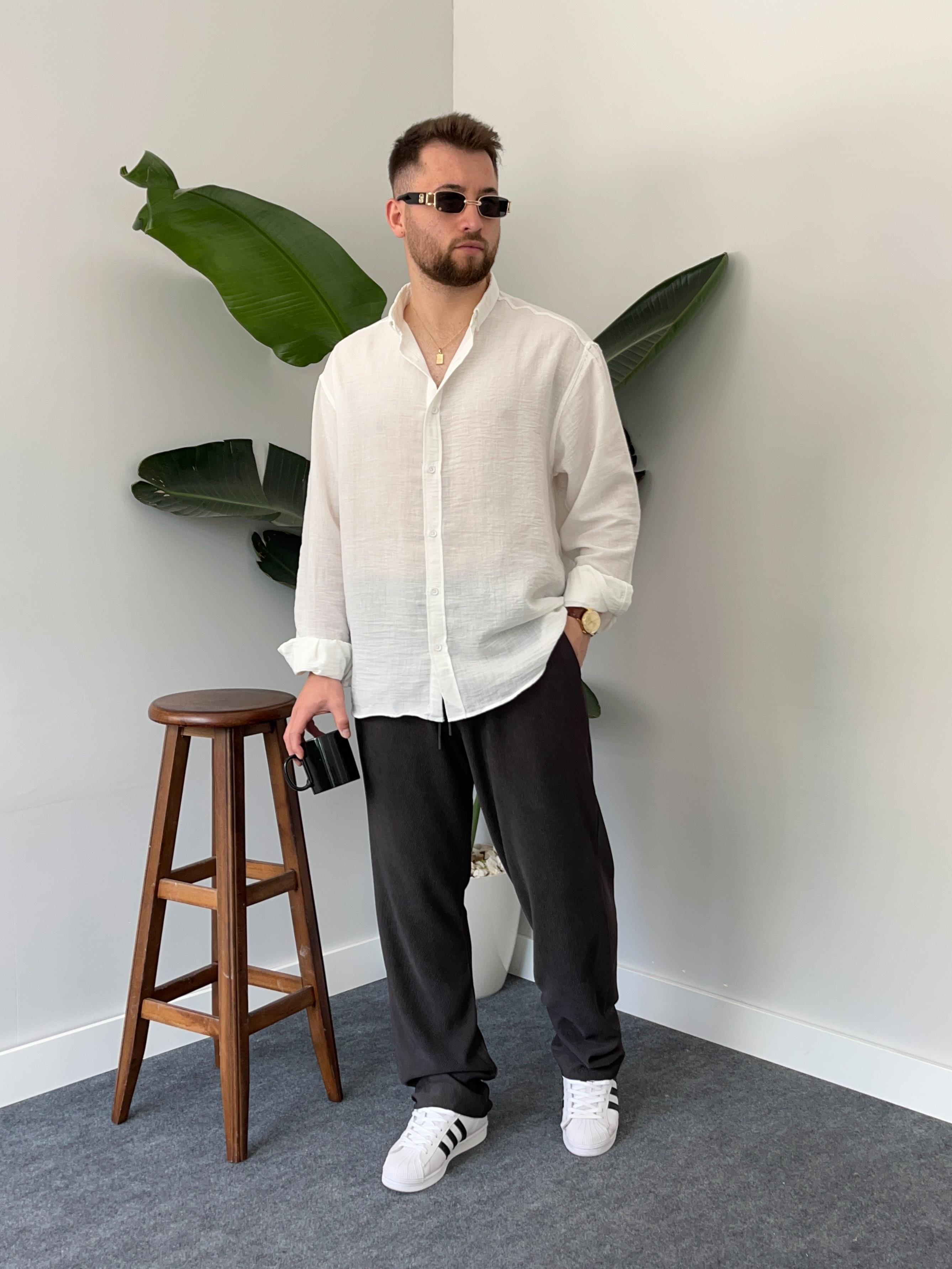 Antrasit Fitilli Baggy Pantolon